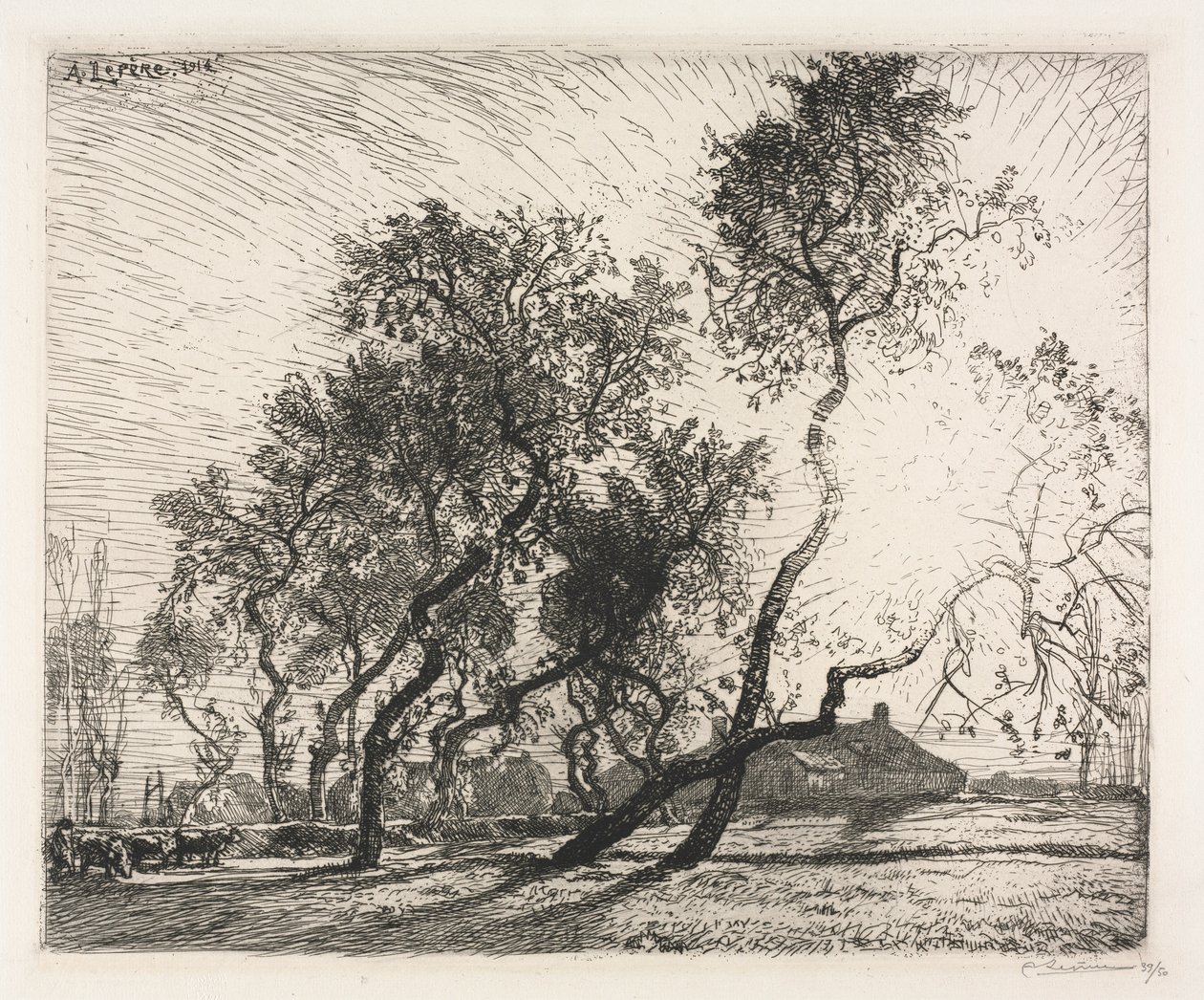 Farm with Poplar Trees of Holland by Auguste Louis Lepère