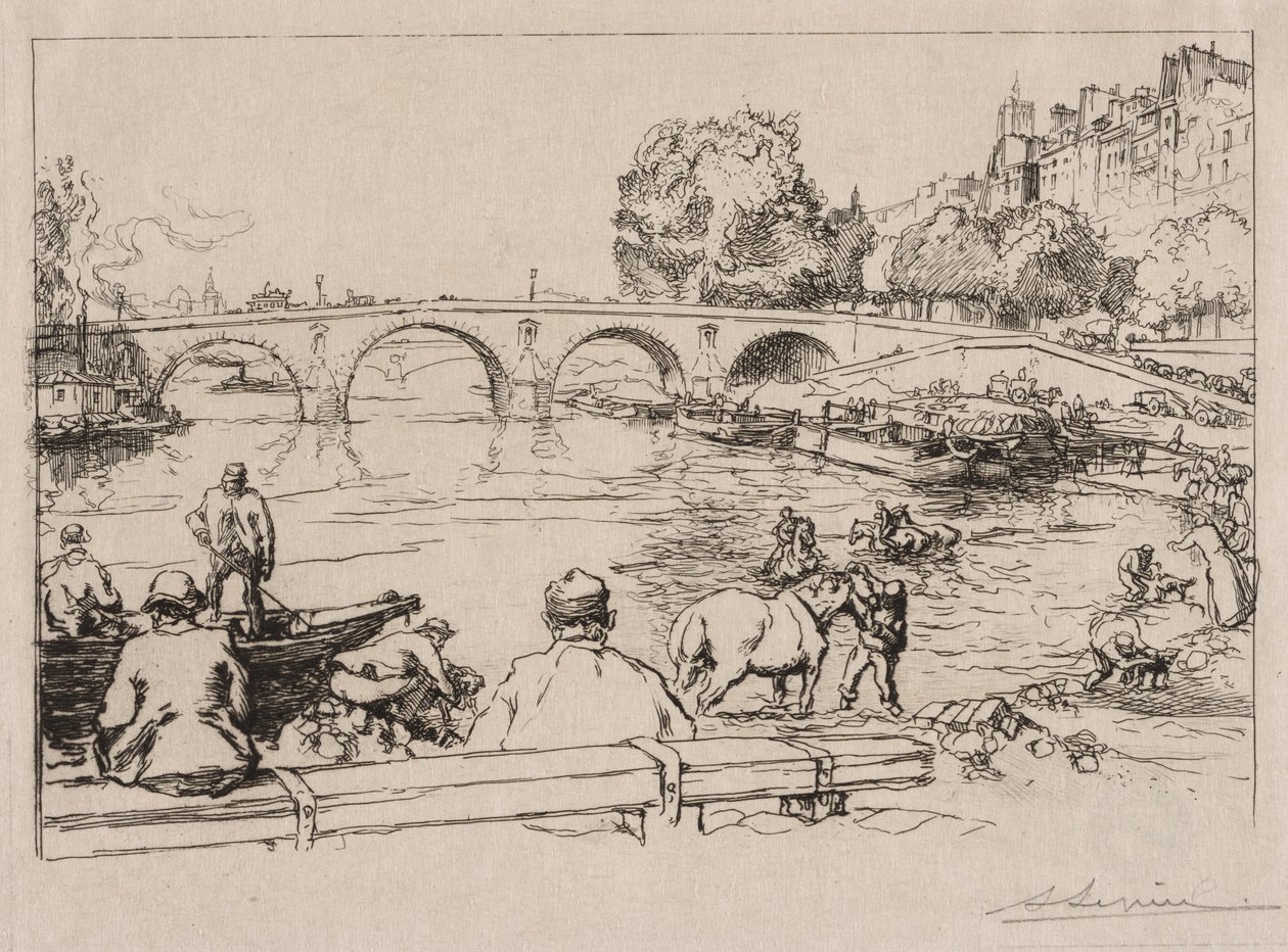 The Watering Place at Pont Marie by Auguste Louis Lepère