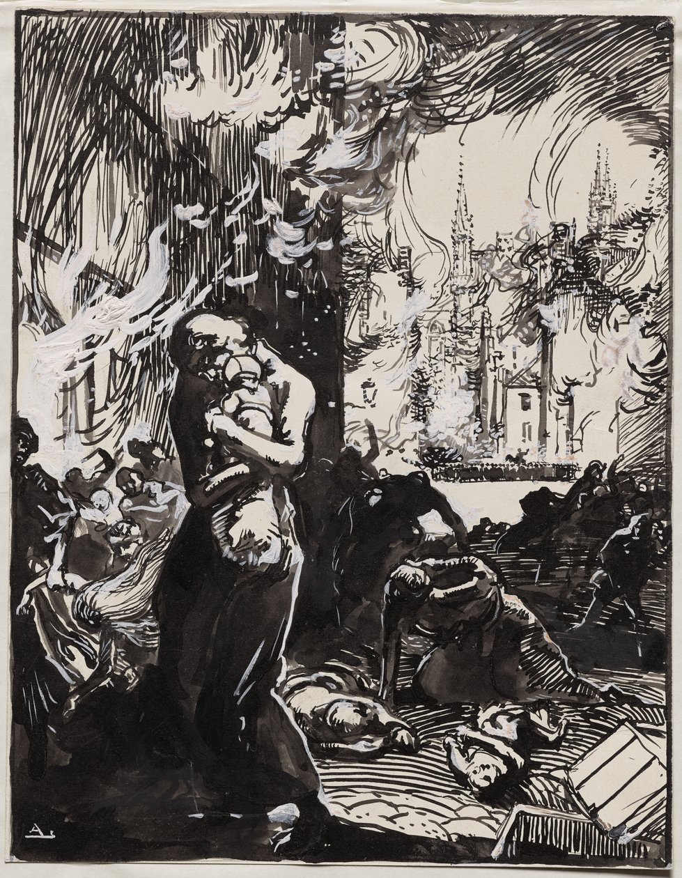 The Fire of Louvain by Auguste Louis Lepère