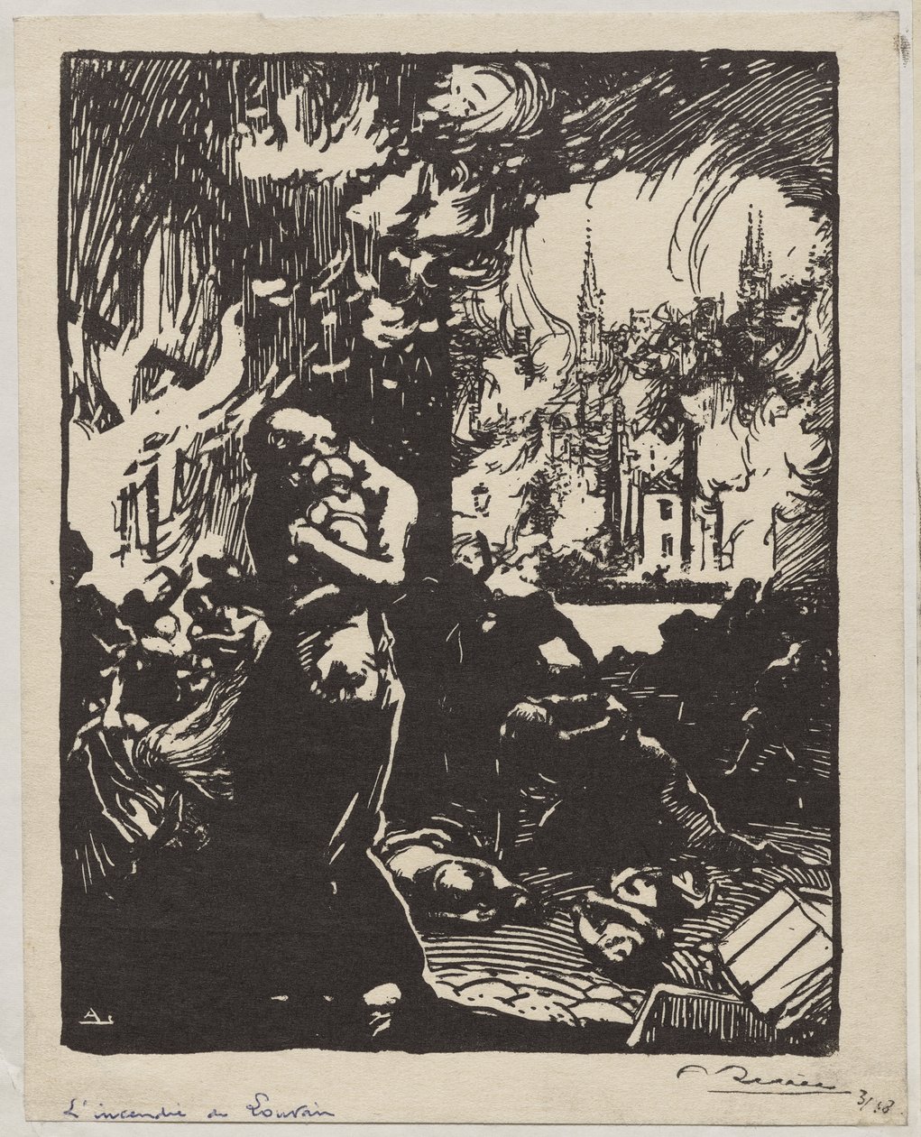 The Fire of Louvain by Auguste Louis Lepère