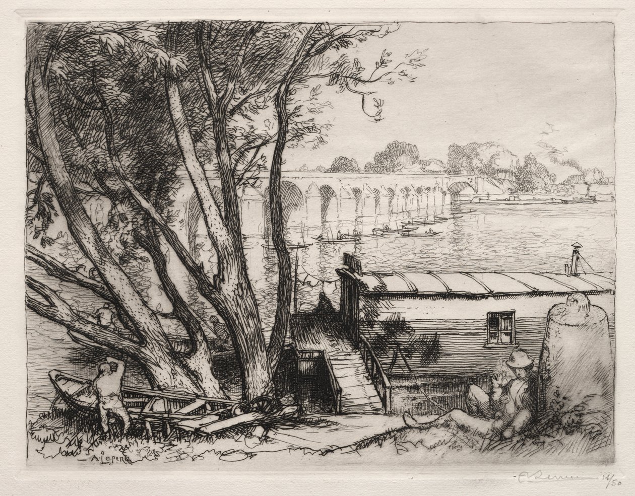 The Bridge of Poissy by Auguste Louis Lepère