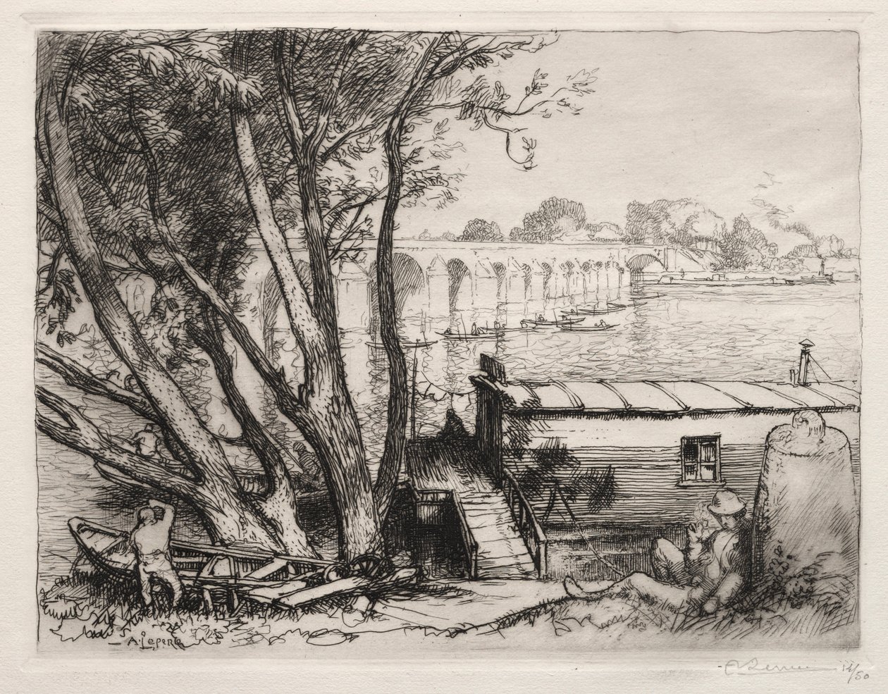 The Bridge of Poissy (1917) by Auguste Louis Lepère