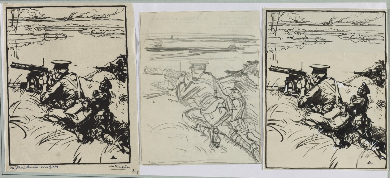 English Machine Gunners by Auguste Louis Lepère