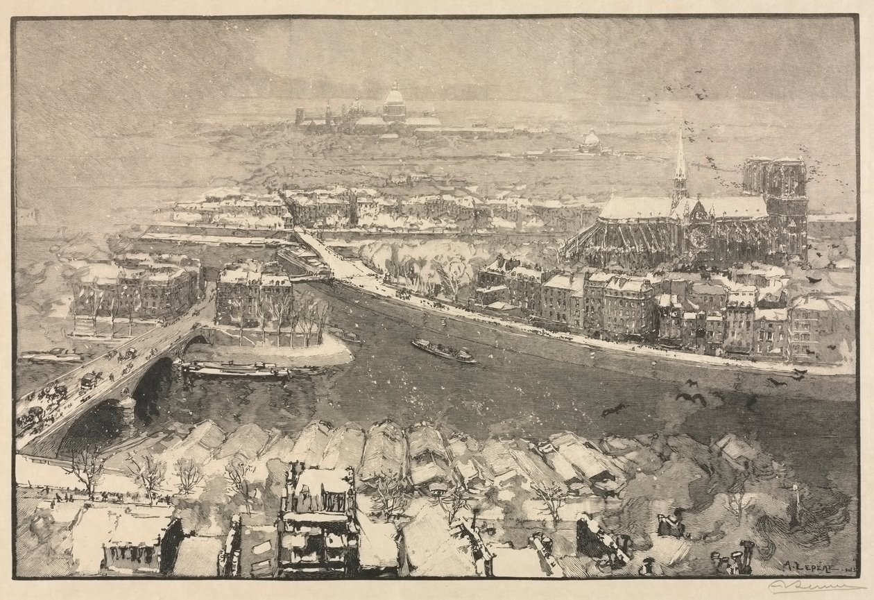 Paris under Snow by Auguste Louis Lepère