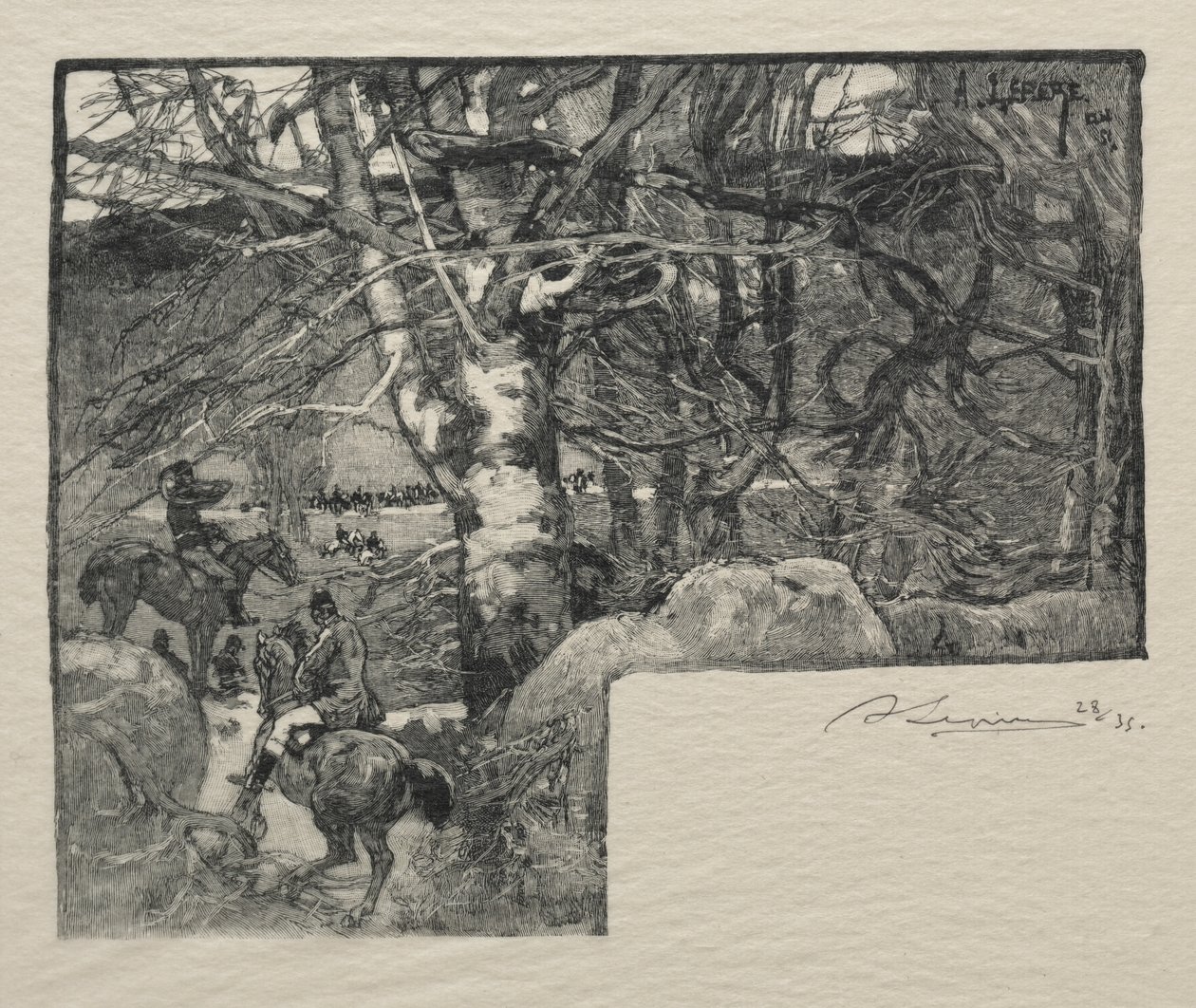 A Hunt at Mont Gerard by Auguste Louis Lepère