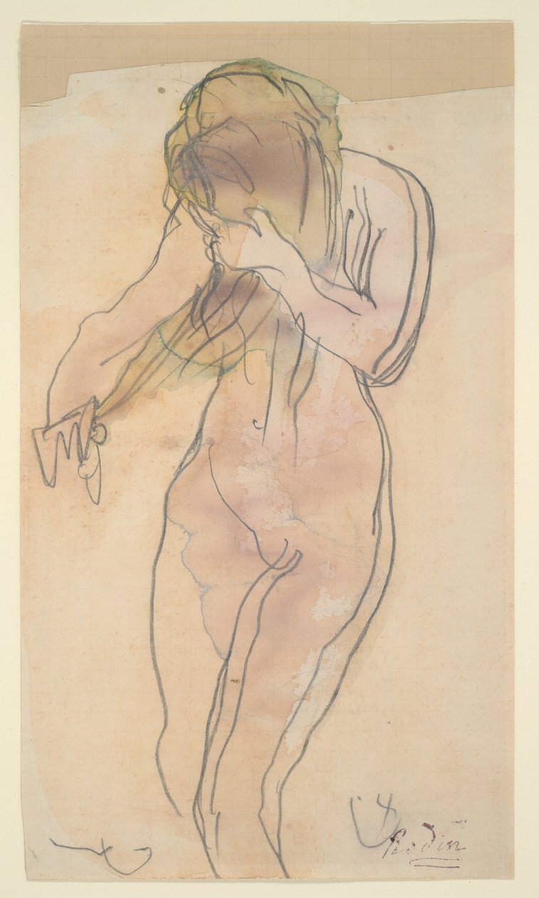 Study of Nude (Standing, Combing Her Hair) by Auguste Rodin