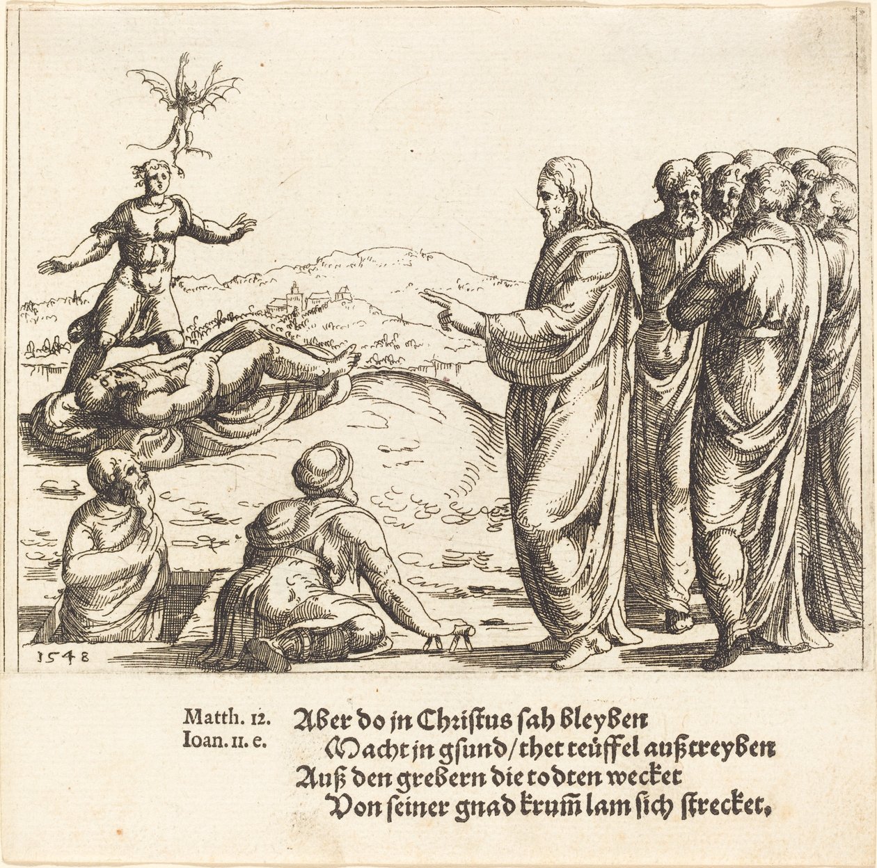 Christ Heals a Blind and Dumb Demoniac by Augustin Hirschvogel