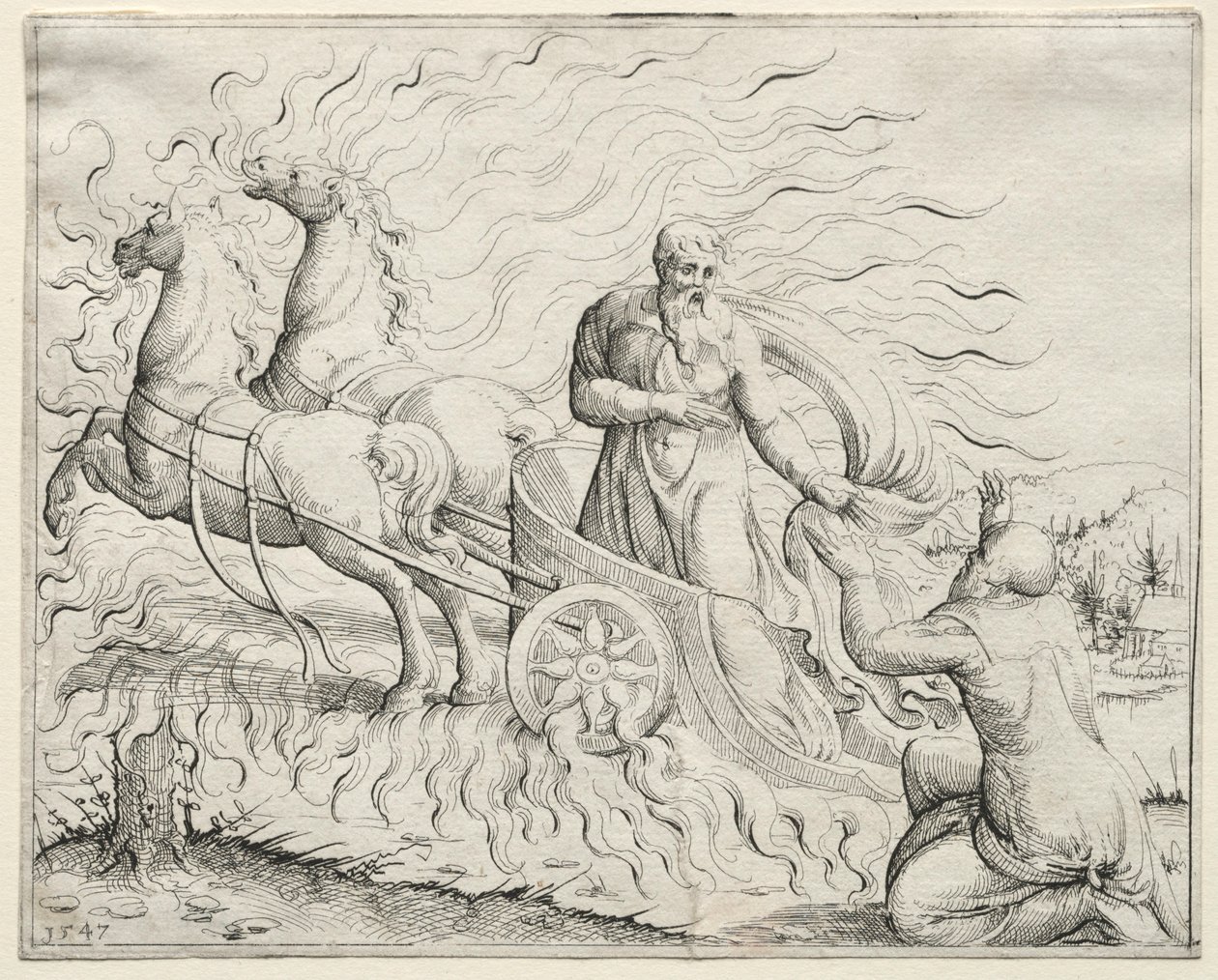 Elijah Ascends to Heaven by Augustin Hirschvogel