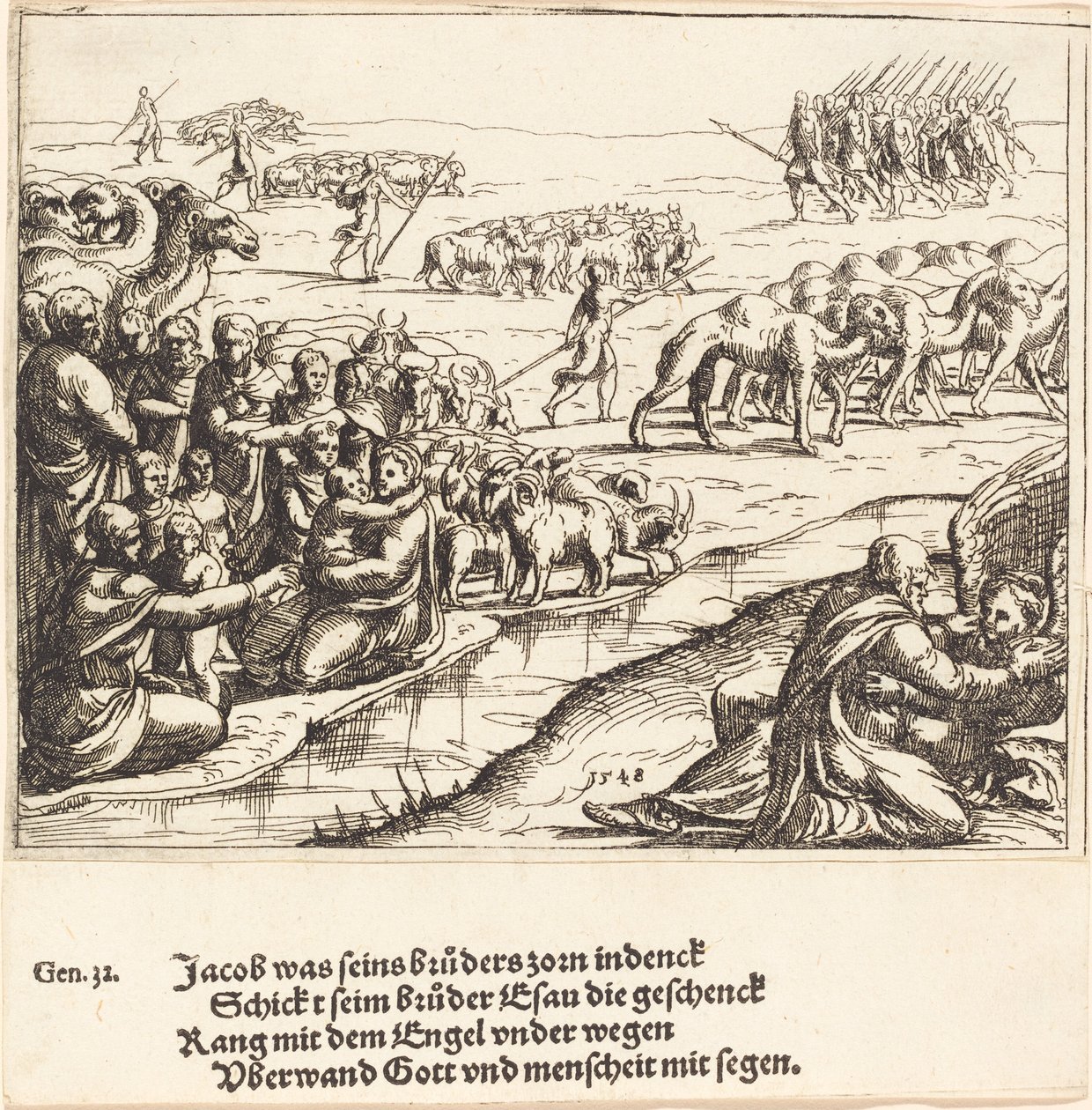 Jacob Wrestling with the Angel by Augustin Hirschvogel