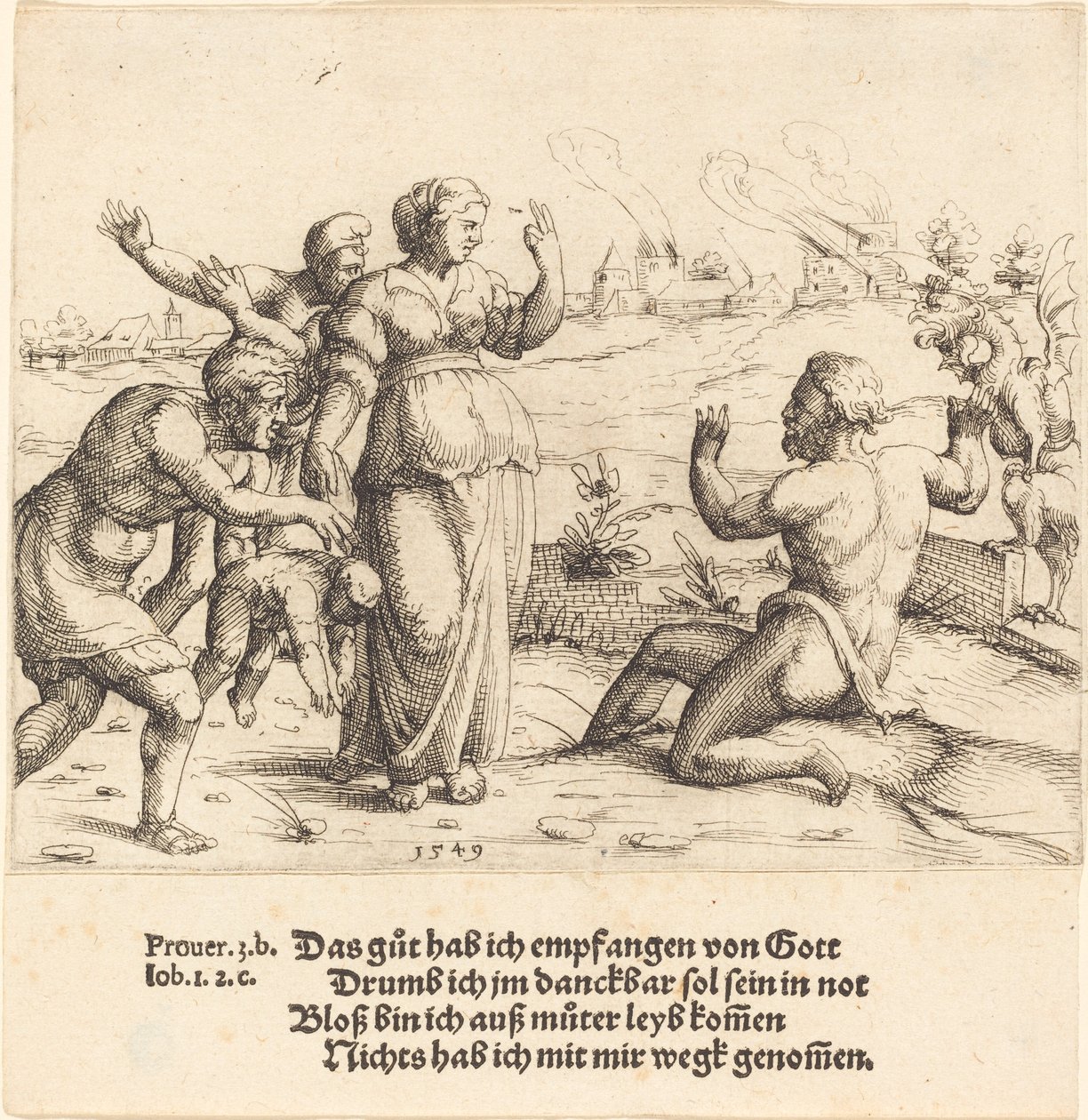 Job Learns of His Misfortunes by Augustin Hirschvogel