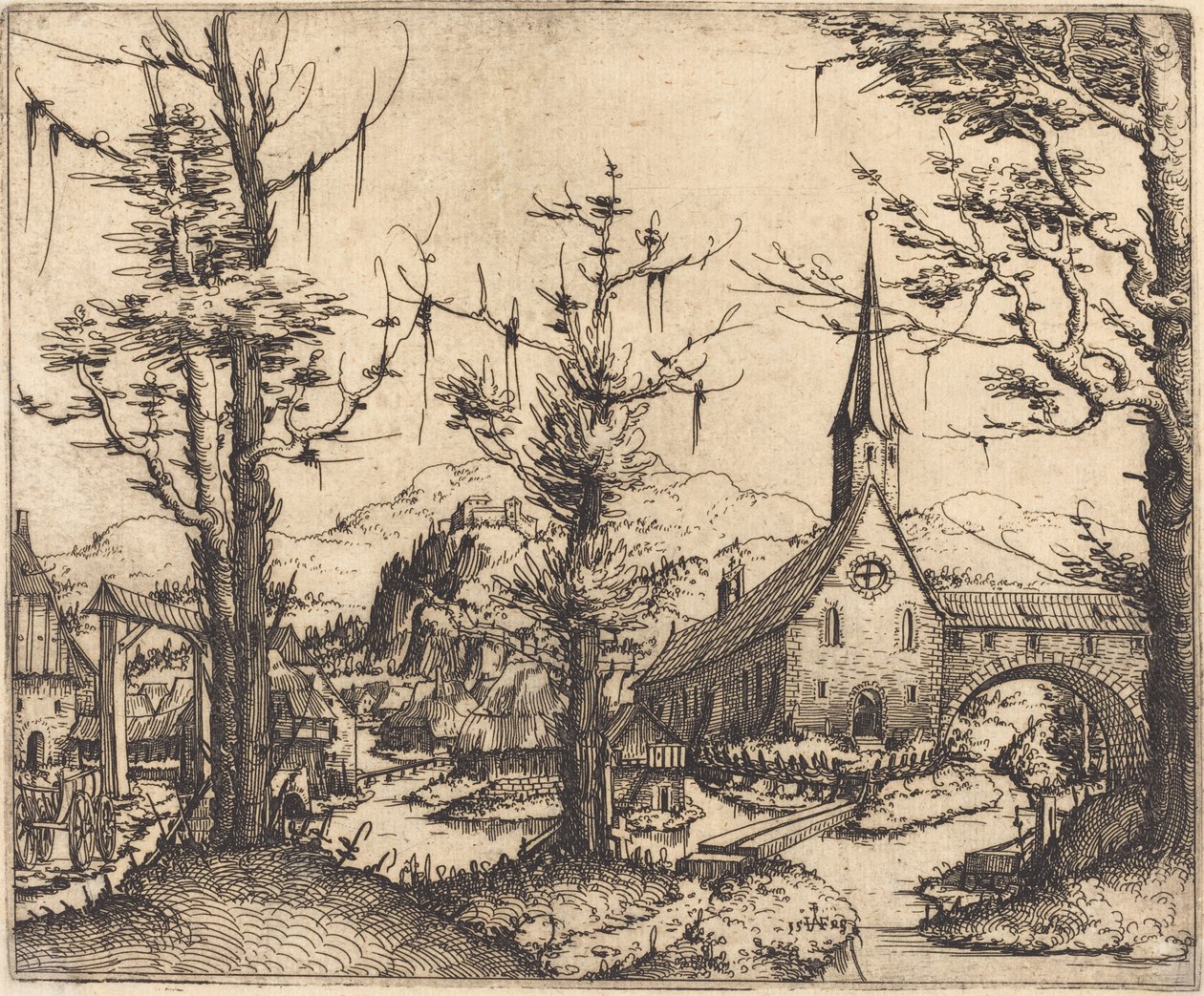 Landscape with a Village Church by Augustin Hirschvogel