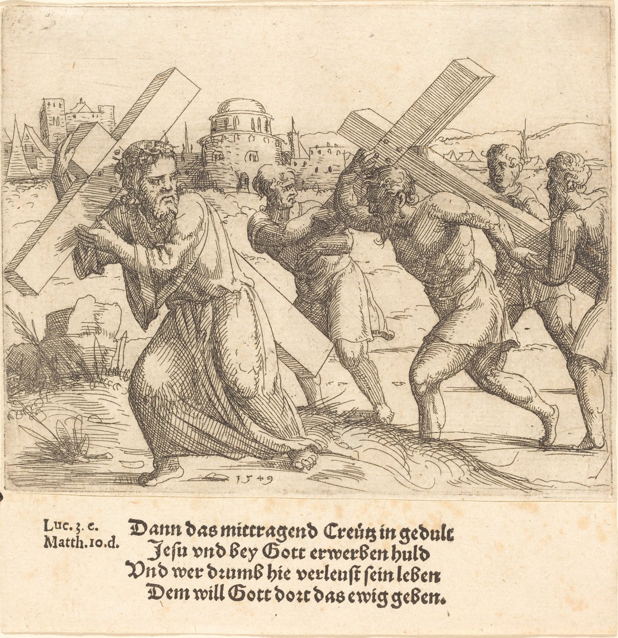 Man Carries the Cross after Christ by Augustin Hirschvogel