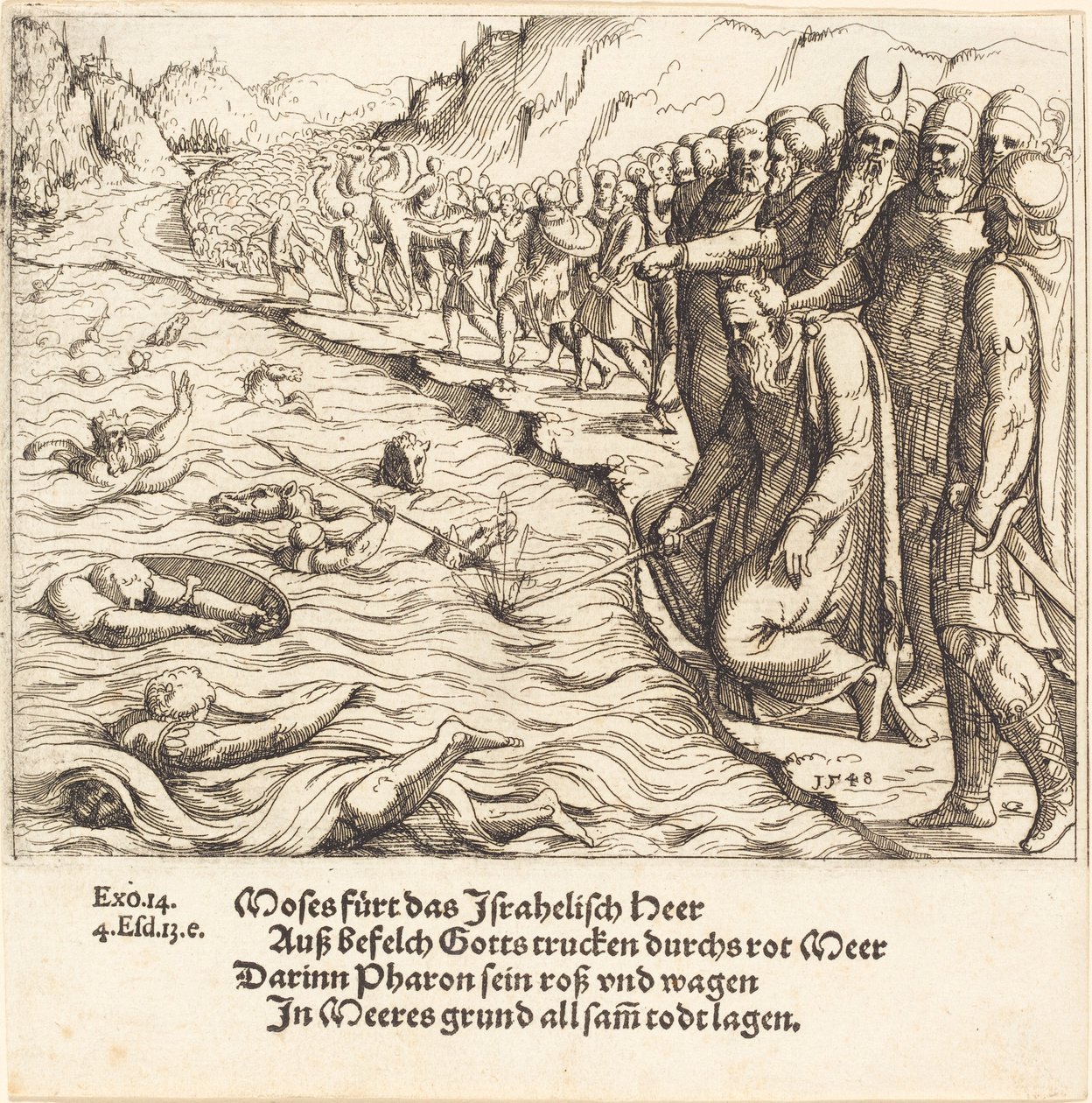 Moses Closing the Red Sea by Augustin Hirschvogel