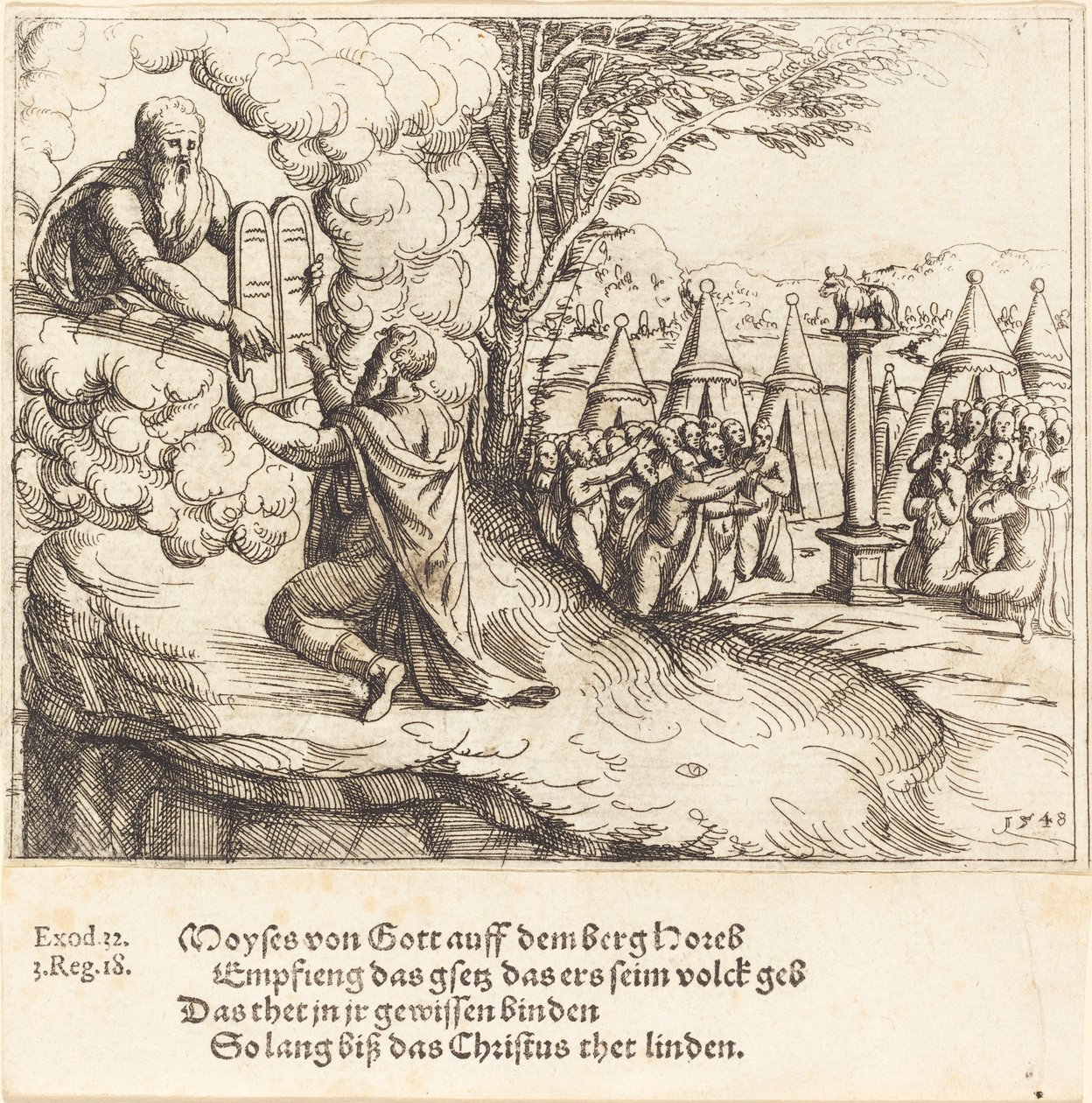 Moses Receiving the Tablets by Augustin Hirschvogel