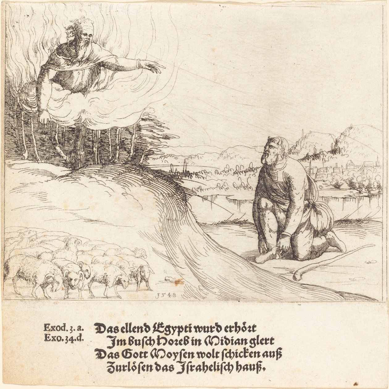 Moses and the Burning Bush by Augustin Hirschvogel