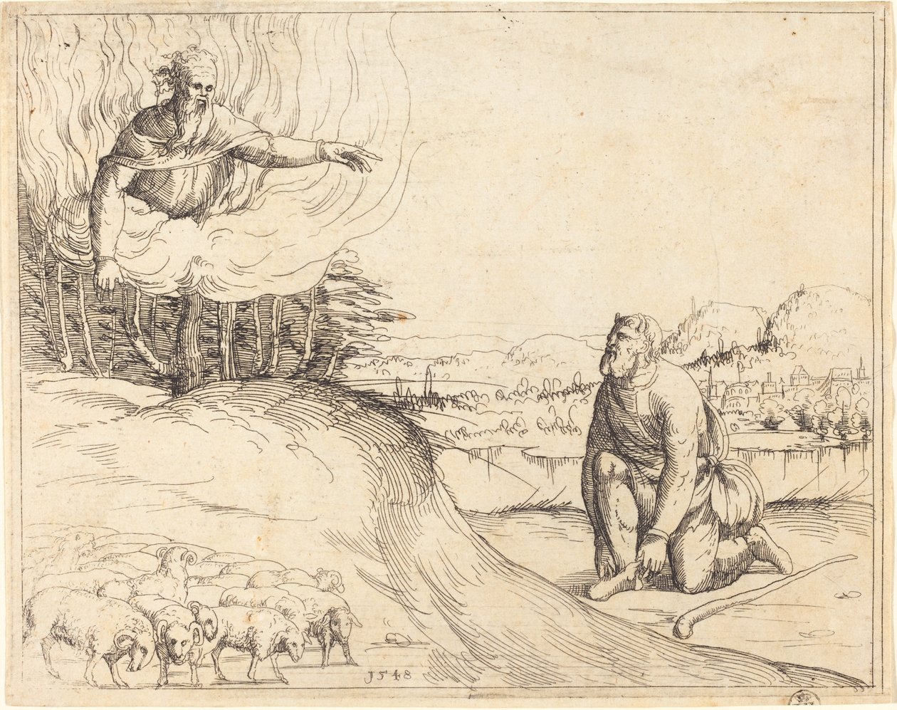 Moses and the Burning Bush by Augustin Hirschvogel