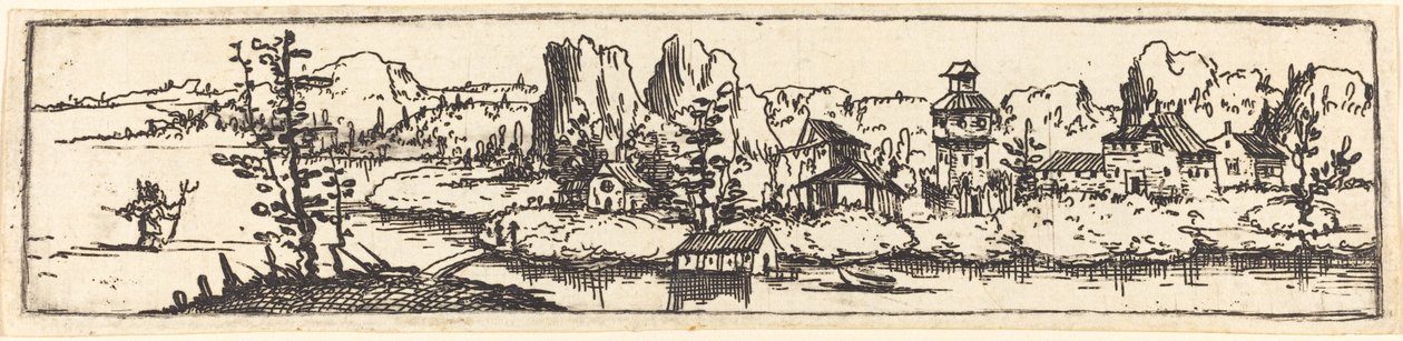 River Landscape with Saint Christopher by Augustin Hirschvogel