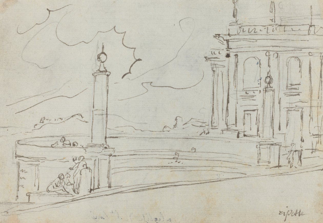 The Ripetta in Rome by Augustin Pajou