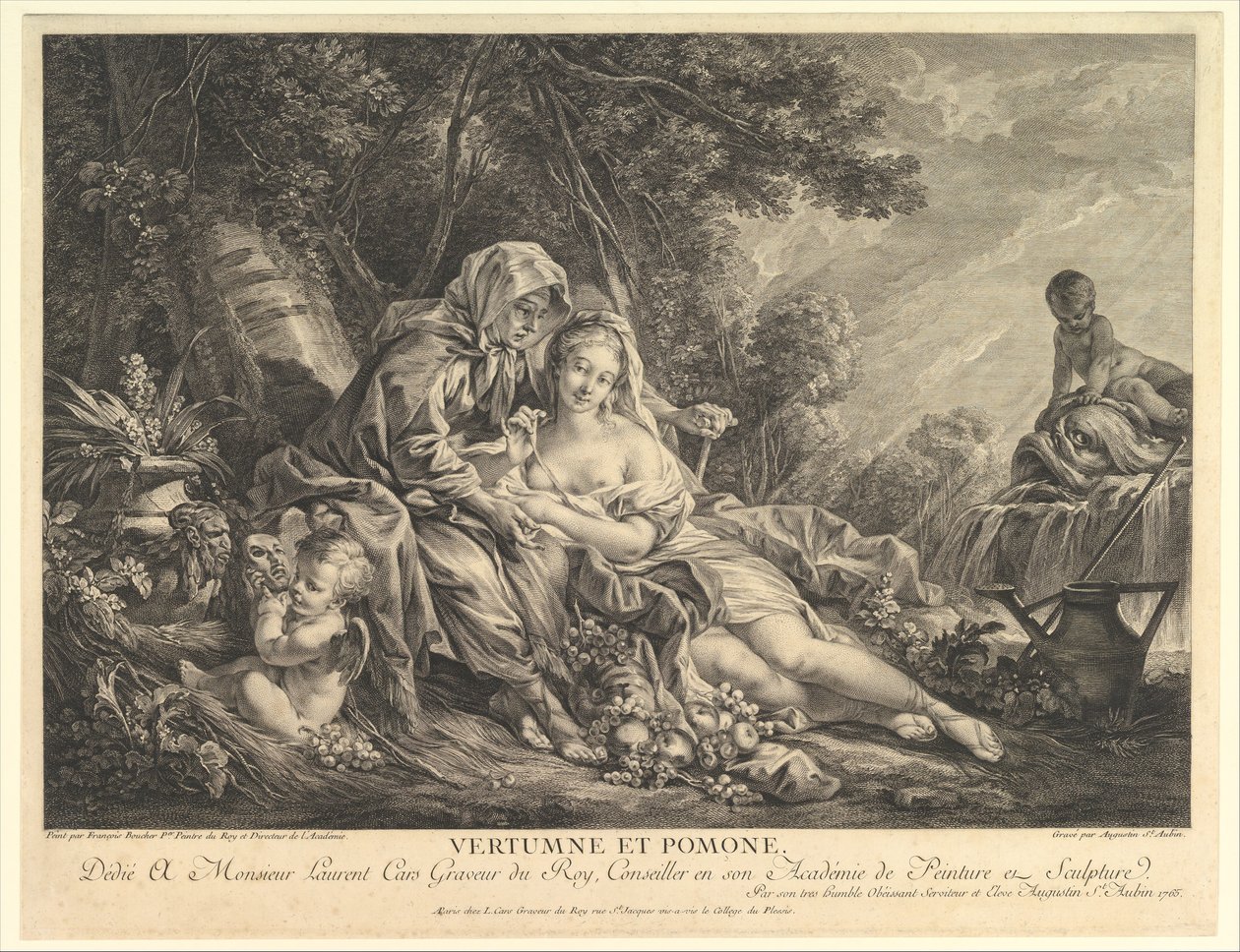 Vertumnus and Pomona by Augustin de Saint Aubin