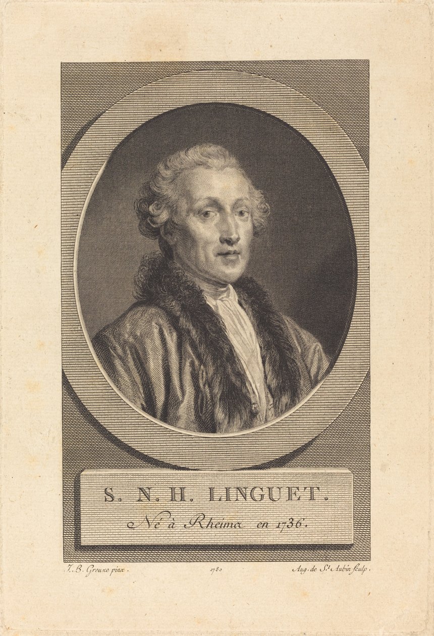 Simon-Nicolas-Henri Linguet by Augustin de Saint Aubin after Jean Baptiste Greuze
