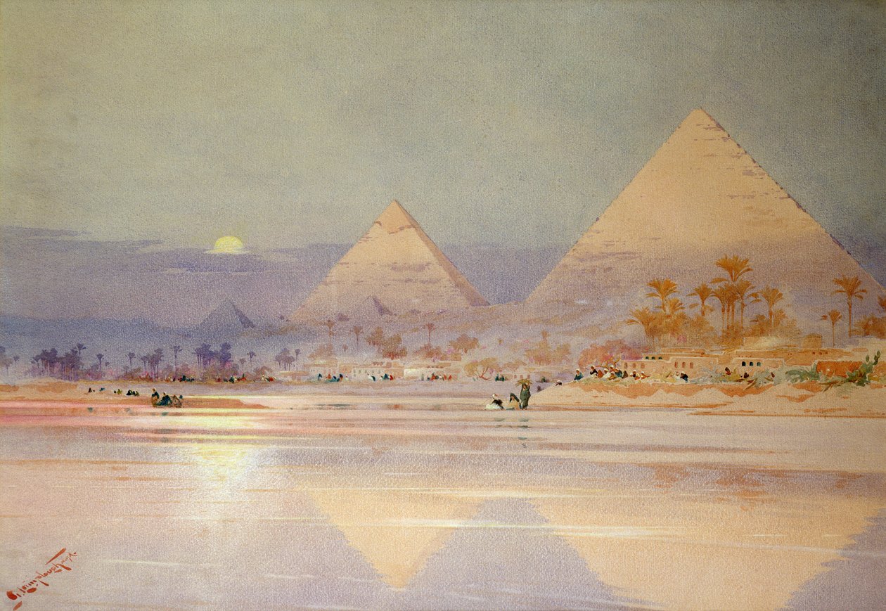 The Pyramids at Dusk by Augustus Osborne Lamplough