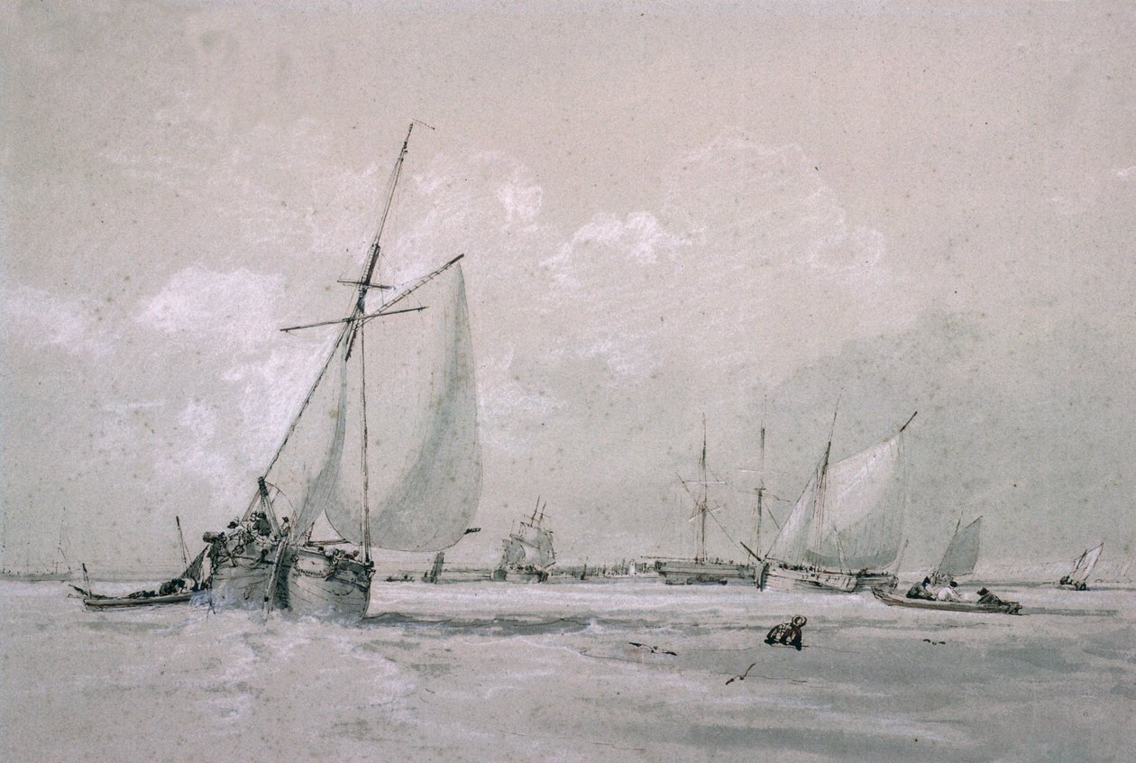 Fishing Smack Lying To by Augustus Wall Callcott