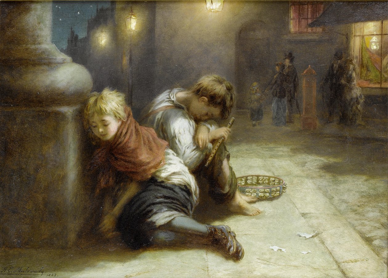 Fatigued Minstrels by Augustus Edwin Mulready