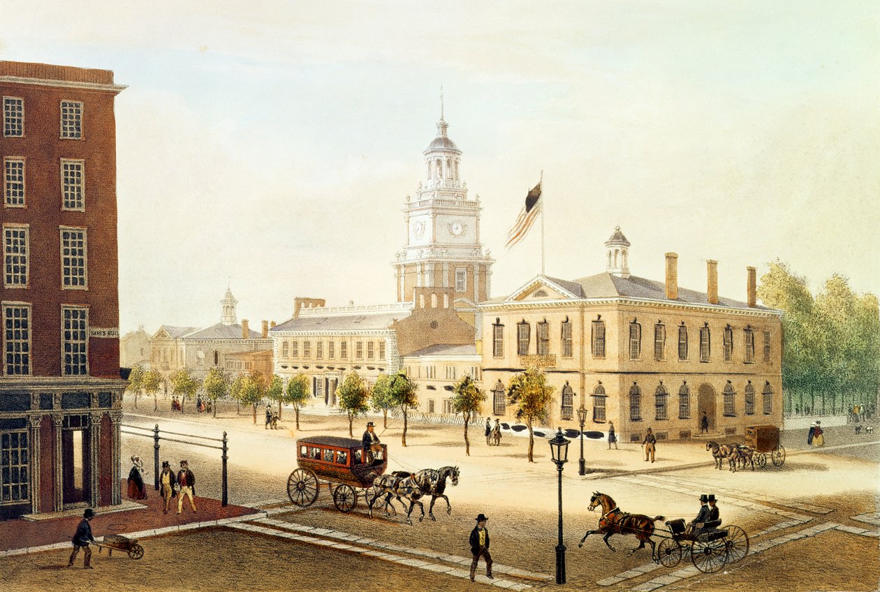 State House, Philadelphia (engraved by Deroy) by Augustus Kollner