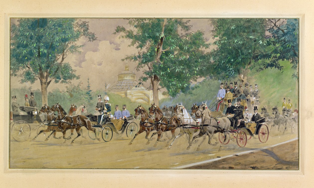 Carriage Driving Near the Rotunda, Vienna by Austrian School
