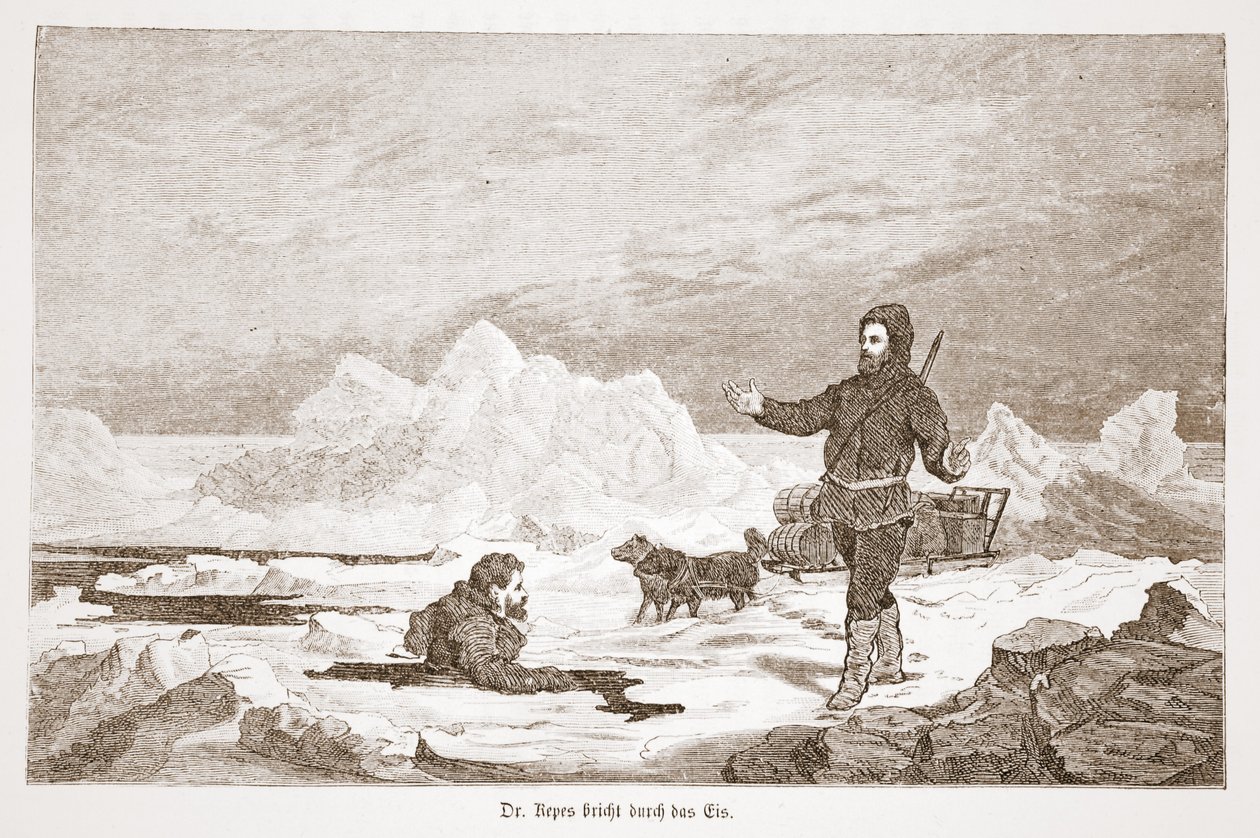 Dr. Repes falls through the ice, 1876 by Austrian School