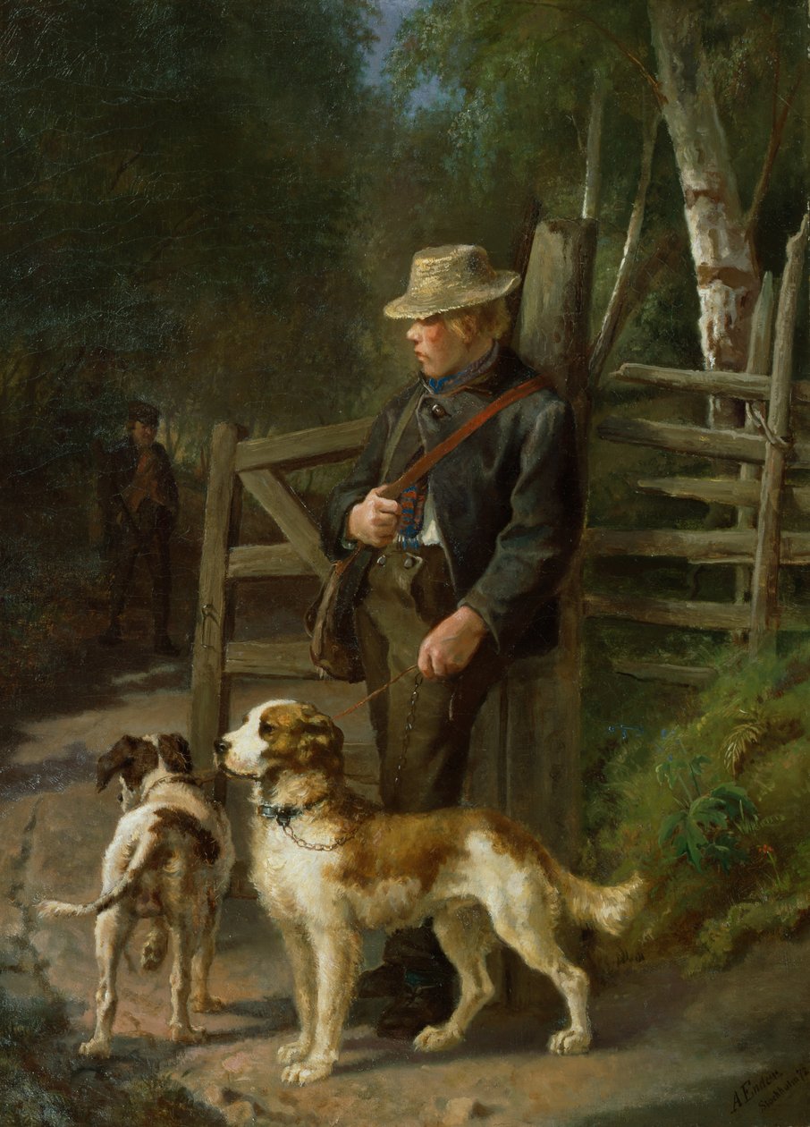 Boy with Sporting Dogs by Axel Hjalmar Ender