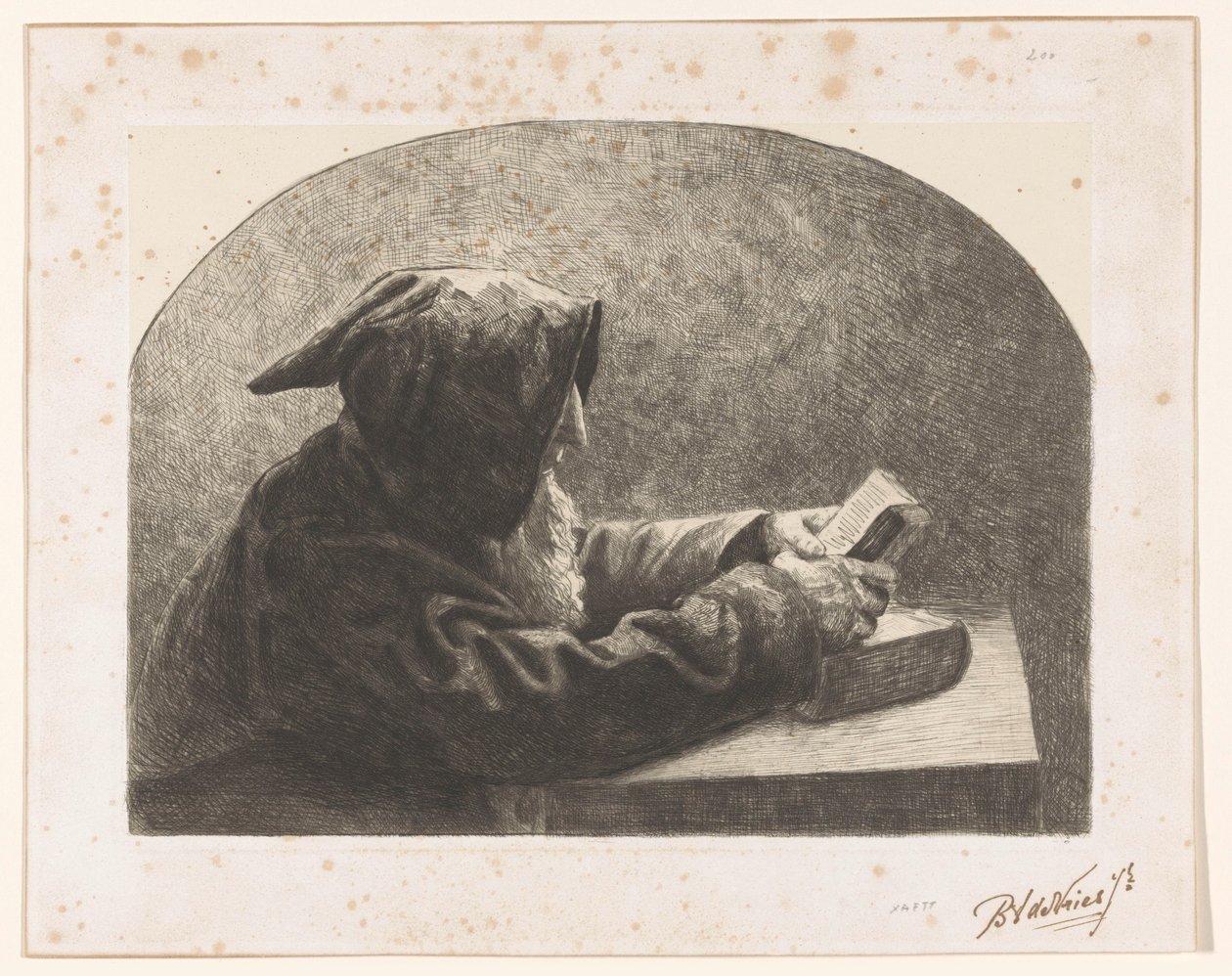 Reading Monk by B.J. de Vries jr. (signed by artist)