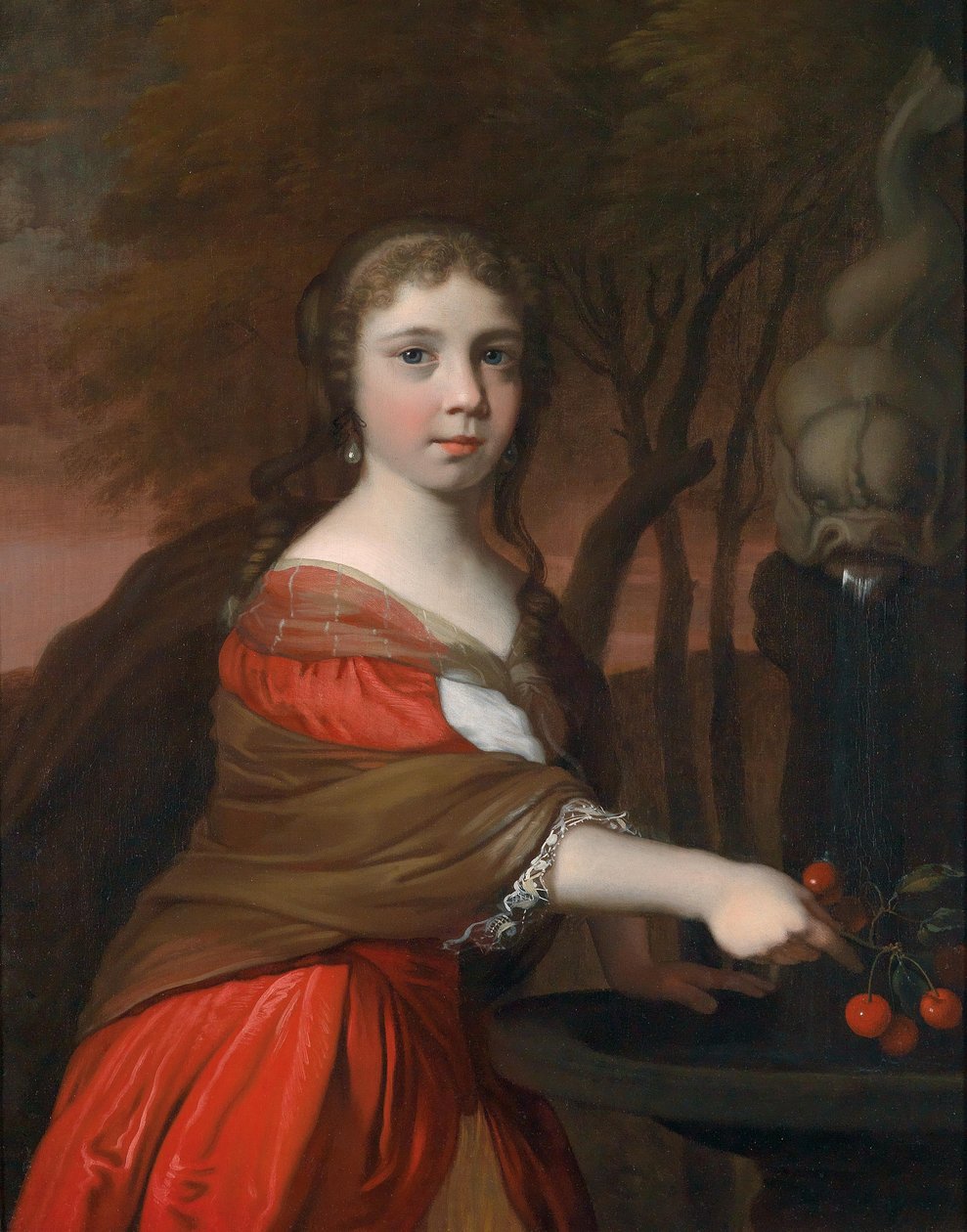 Portrait of a Young Girl with Cherries by Barend Graat