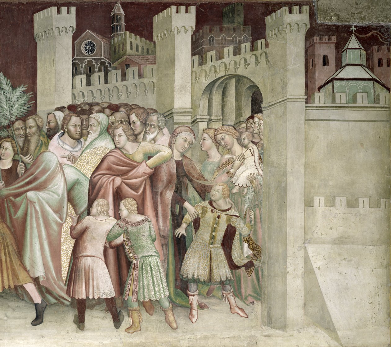 The Crowd at the Entrance to Jerusalem, from a Series of Scenes of the New Testament by Barna da Siena