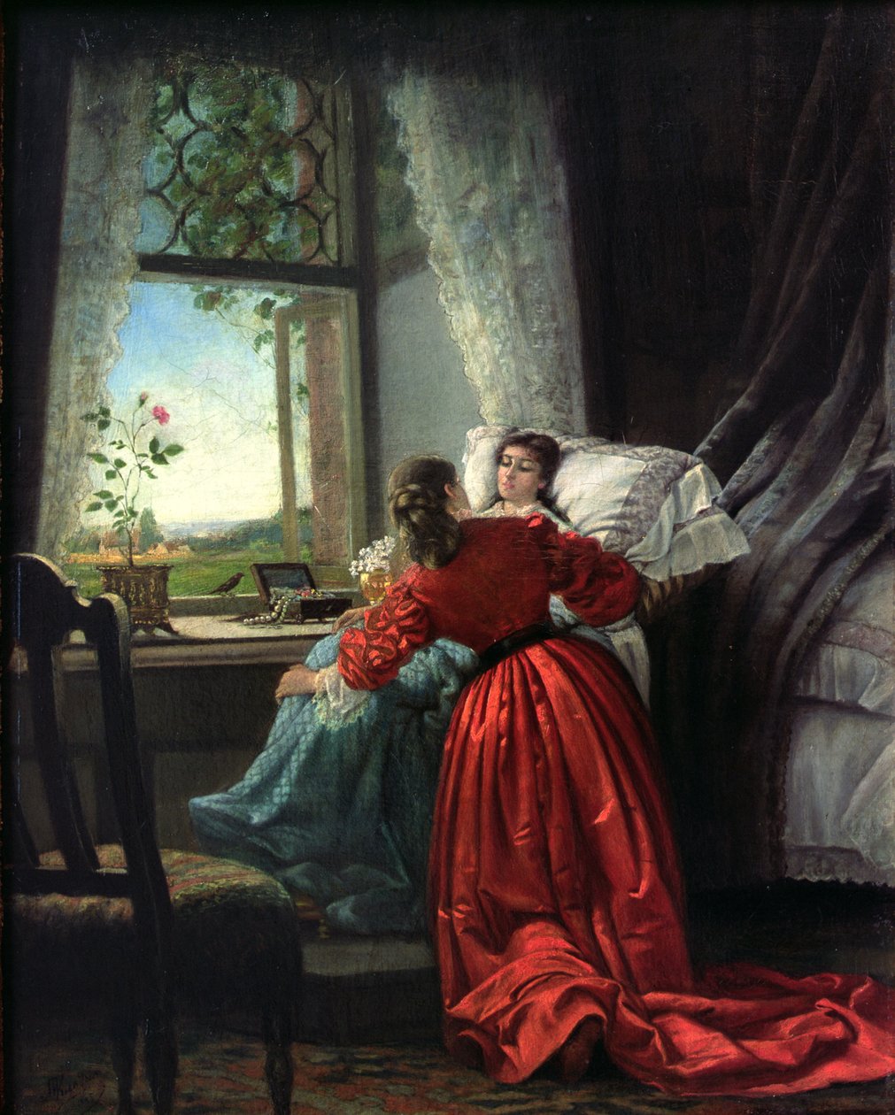 Beside a Sick Woman by Mikhail Konstantinovich Klodt