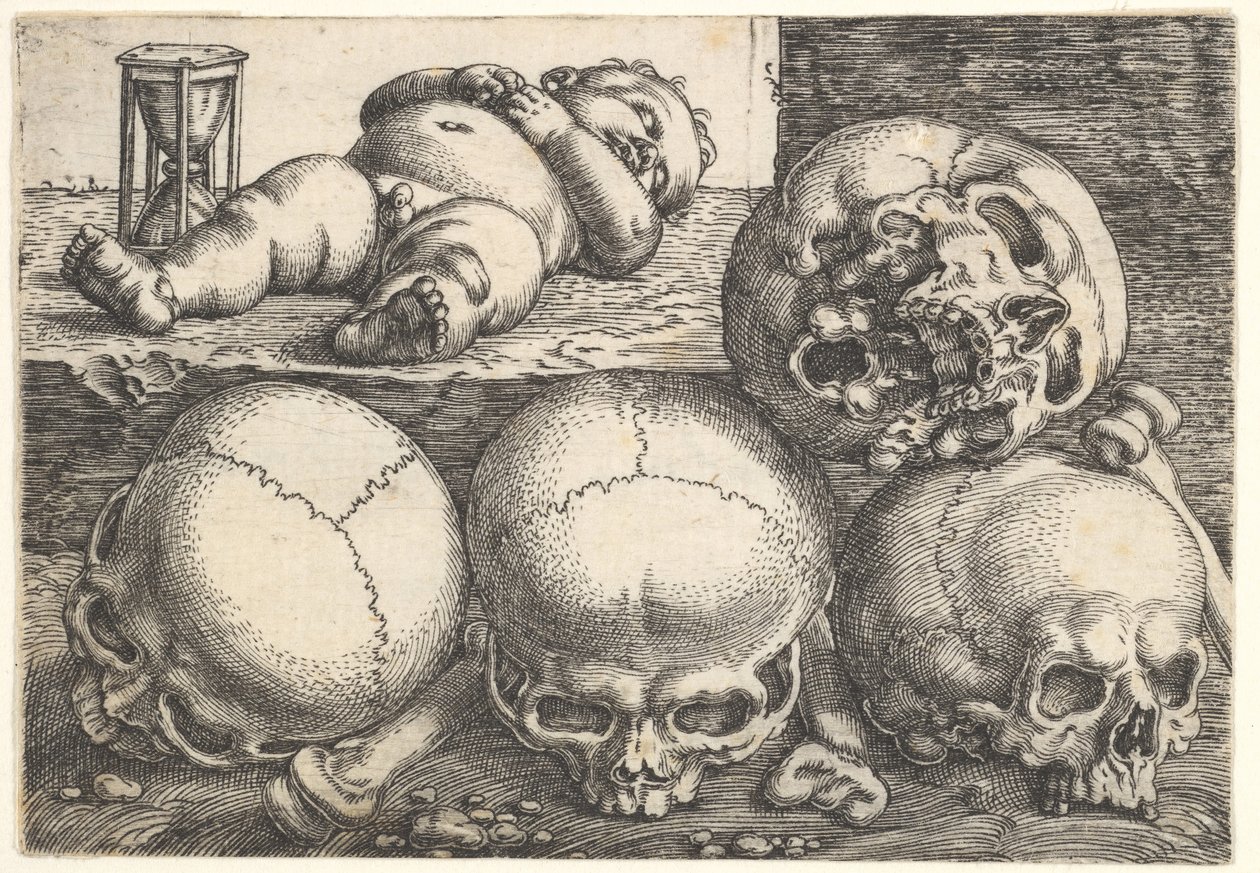 Dead Child with Four Skulls by Barthel Beham
