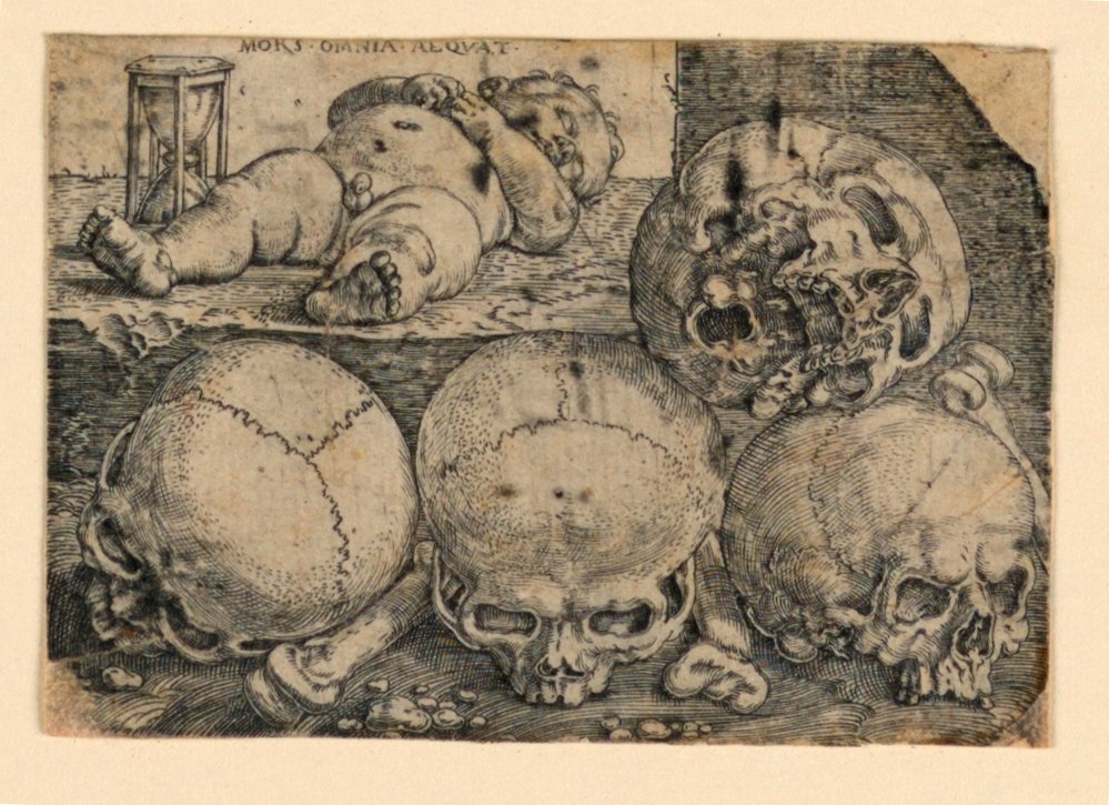 Sleeping Child with Four Skulls by Barthel Beham