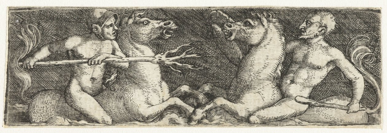 Two Fighting Tritons by Barthel Beham