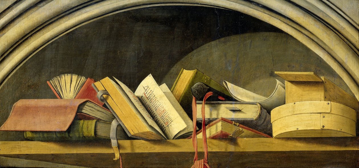 Still Life with Books in a Niche by Barthelemy d