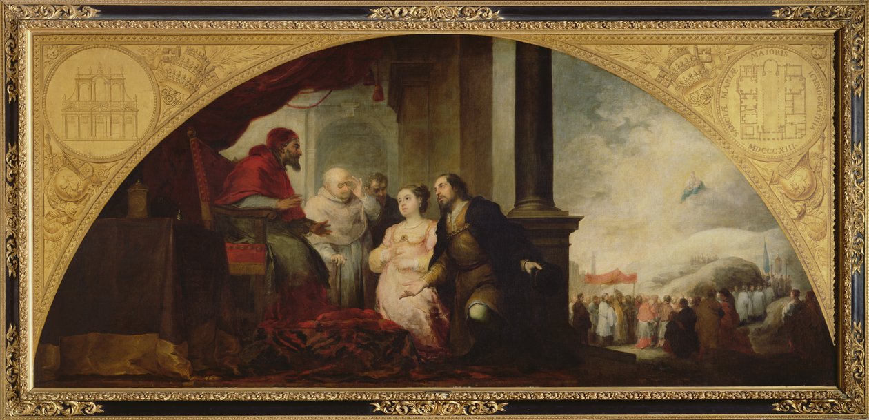 The Story of the Foundation of Santa Maria Maggiore in Rome: The Patrician Reveals his Dream to the Pope, c.1662-65 by Bartolomé Esteban Murillo