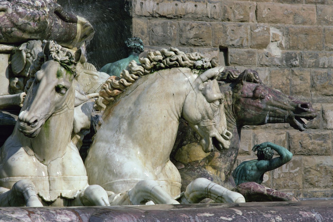 Detail from the Neptune Fountain, Depicting Two Sea-Horses (detail) by Bartolomeo Ammannati