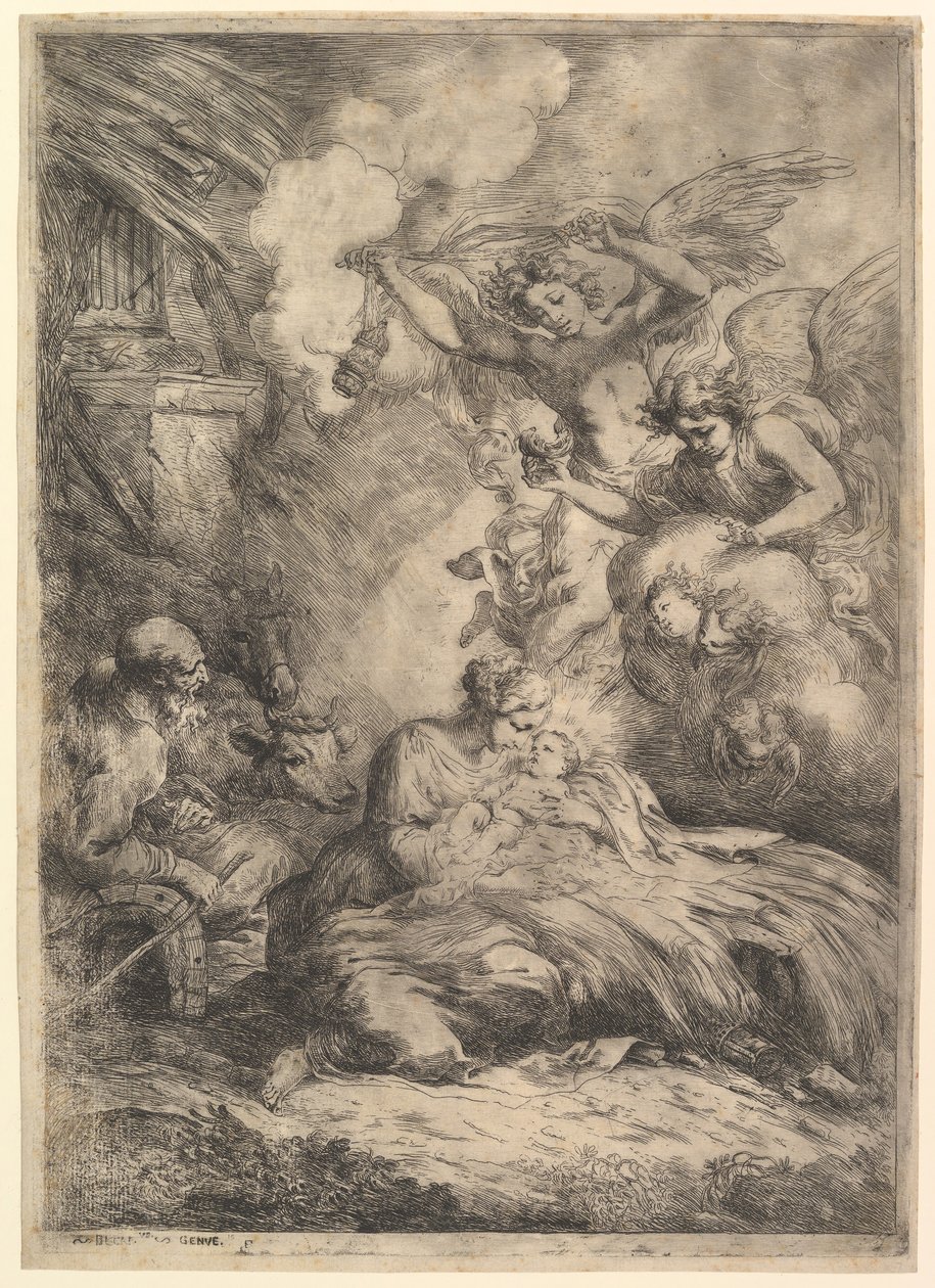 The Nativity with Angels, 1650-57 by Bartolomeo Biscaino