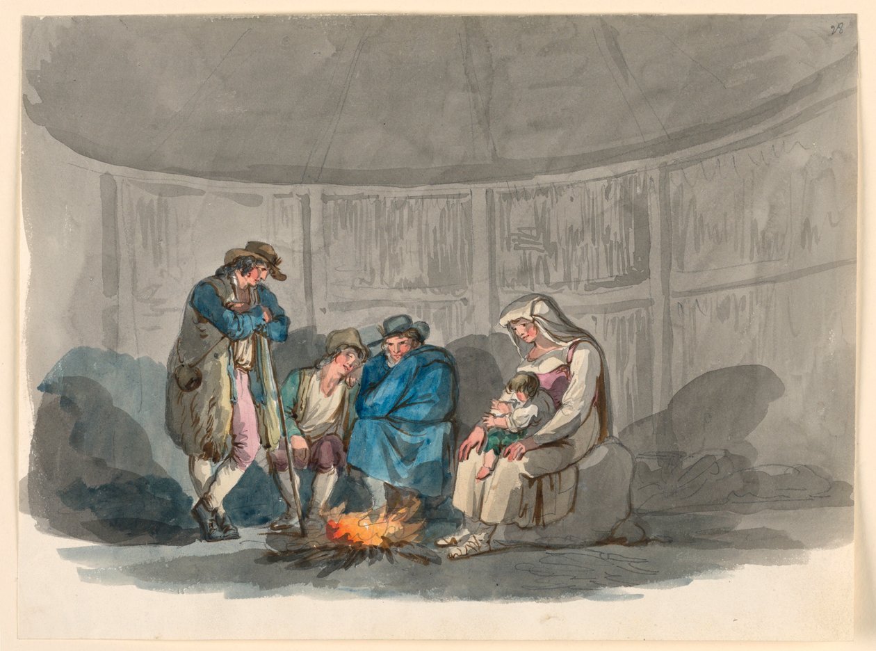 A Family of Shepherds at Night by Bartolomeo Pinelli