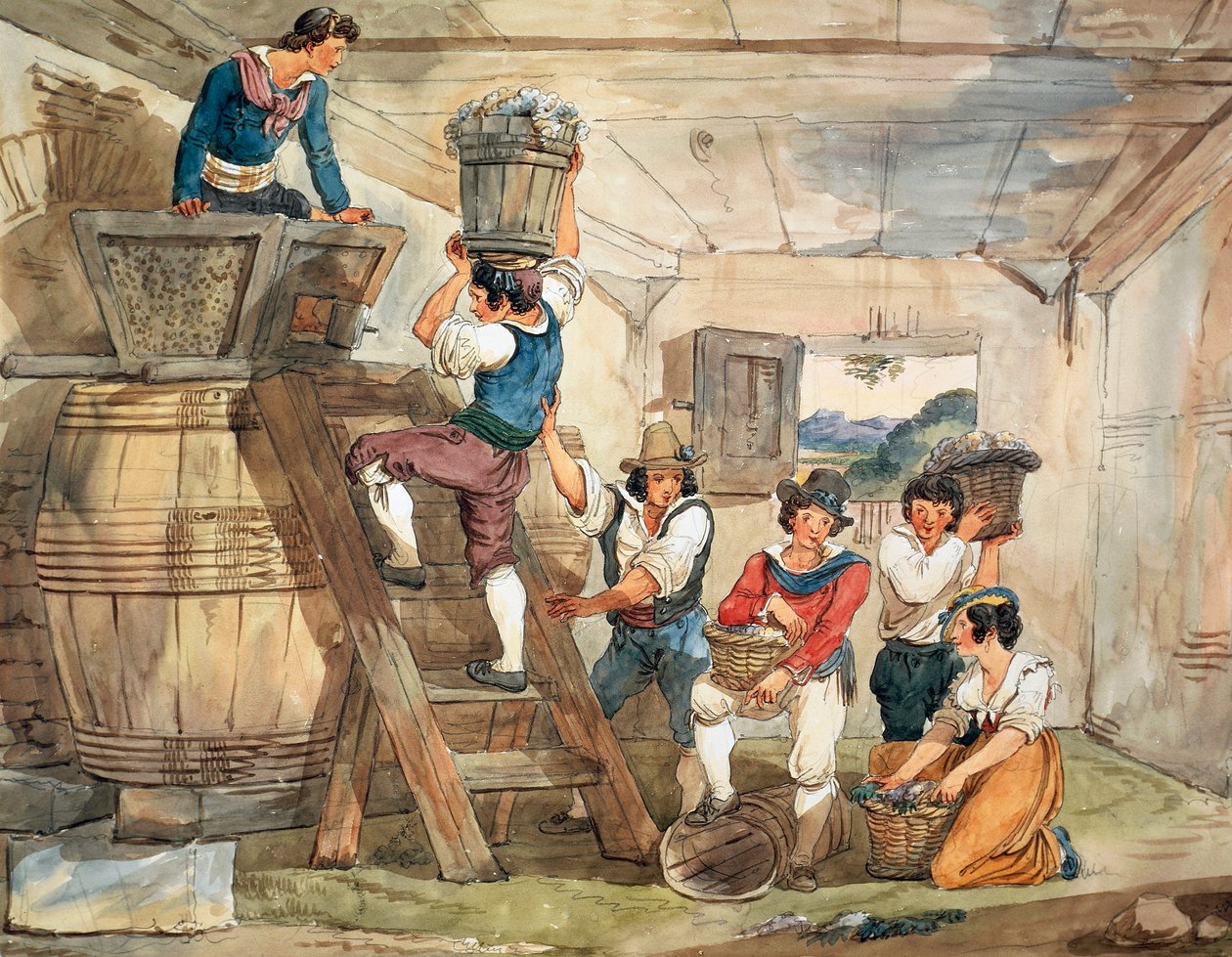 Harvesters Bringing Grapes to Press by Bartolomeo Pinelli