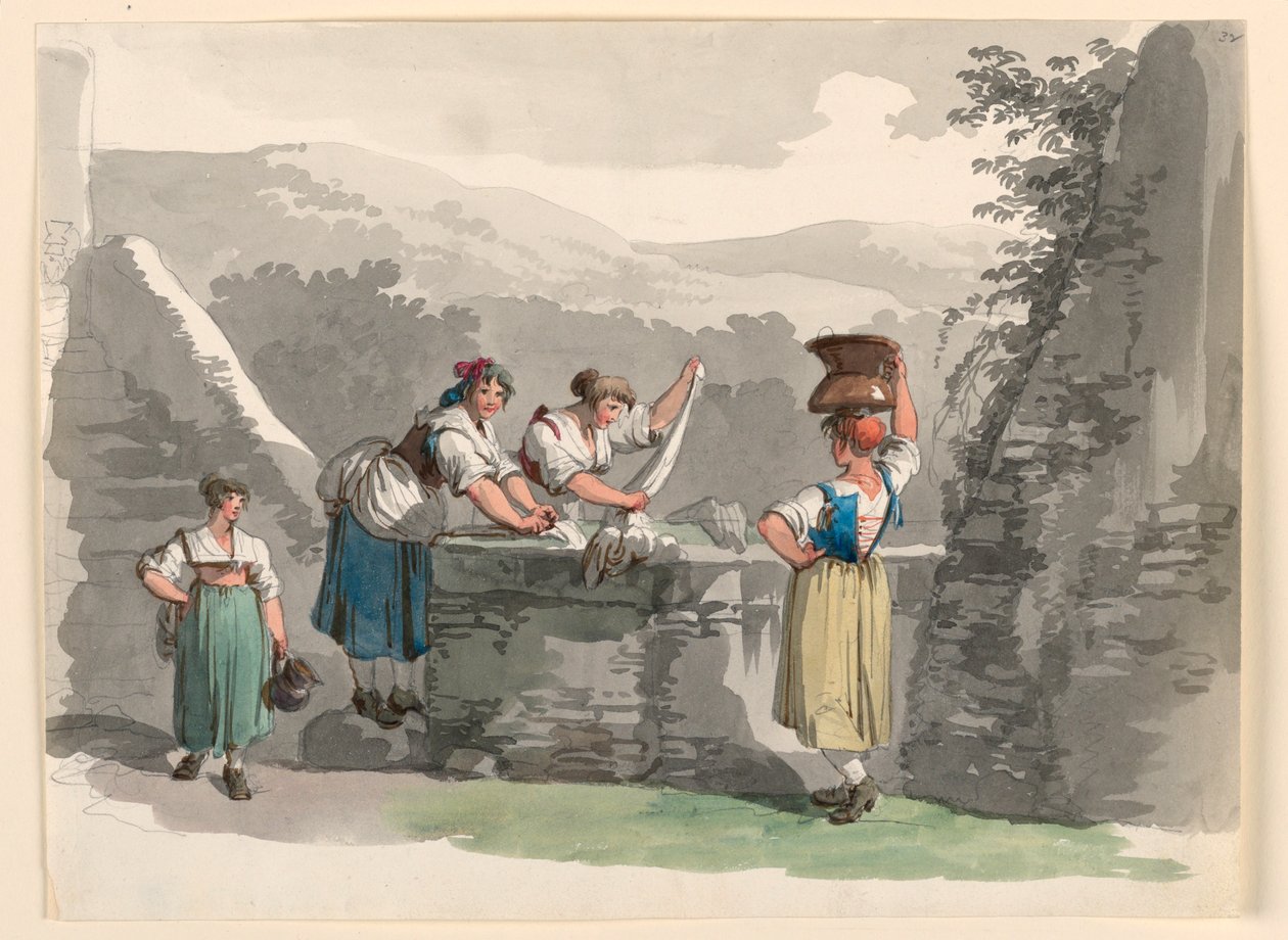 Laundry in the Mountains Near Rome by Bartolomeo Pinelli