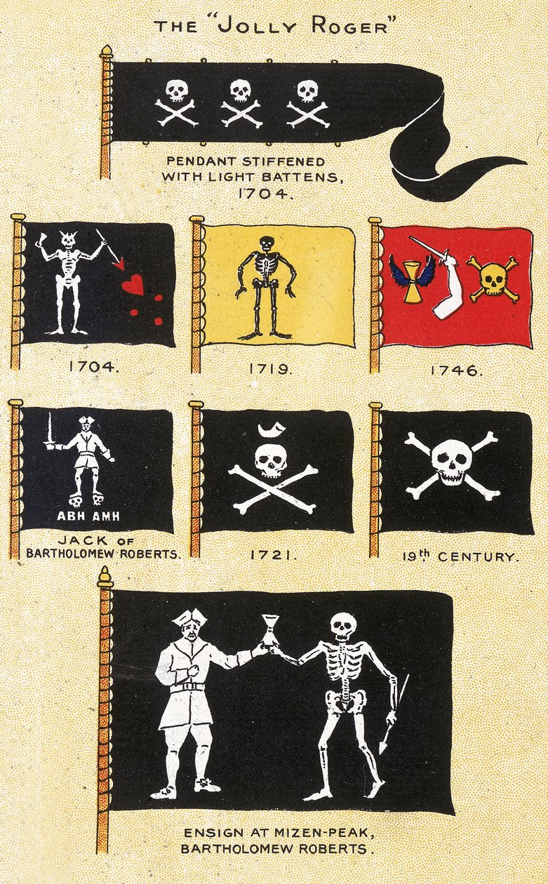 A selection of 18th century pirate flags by Basil Lubbock