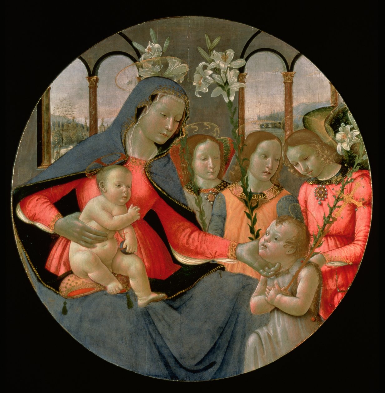 Virgin and Child with St. John the Baptist and the Three Archangels, Raphael, Gabriel and Michael by Bastiano Mainardi