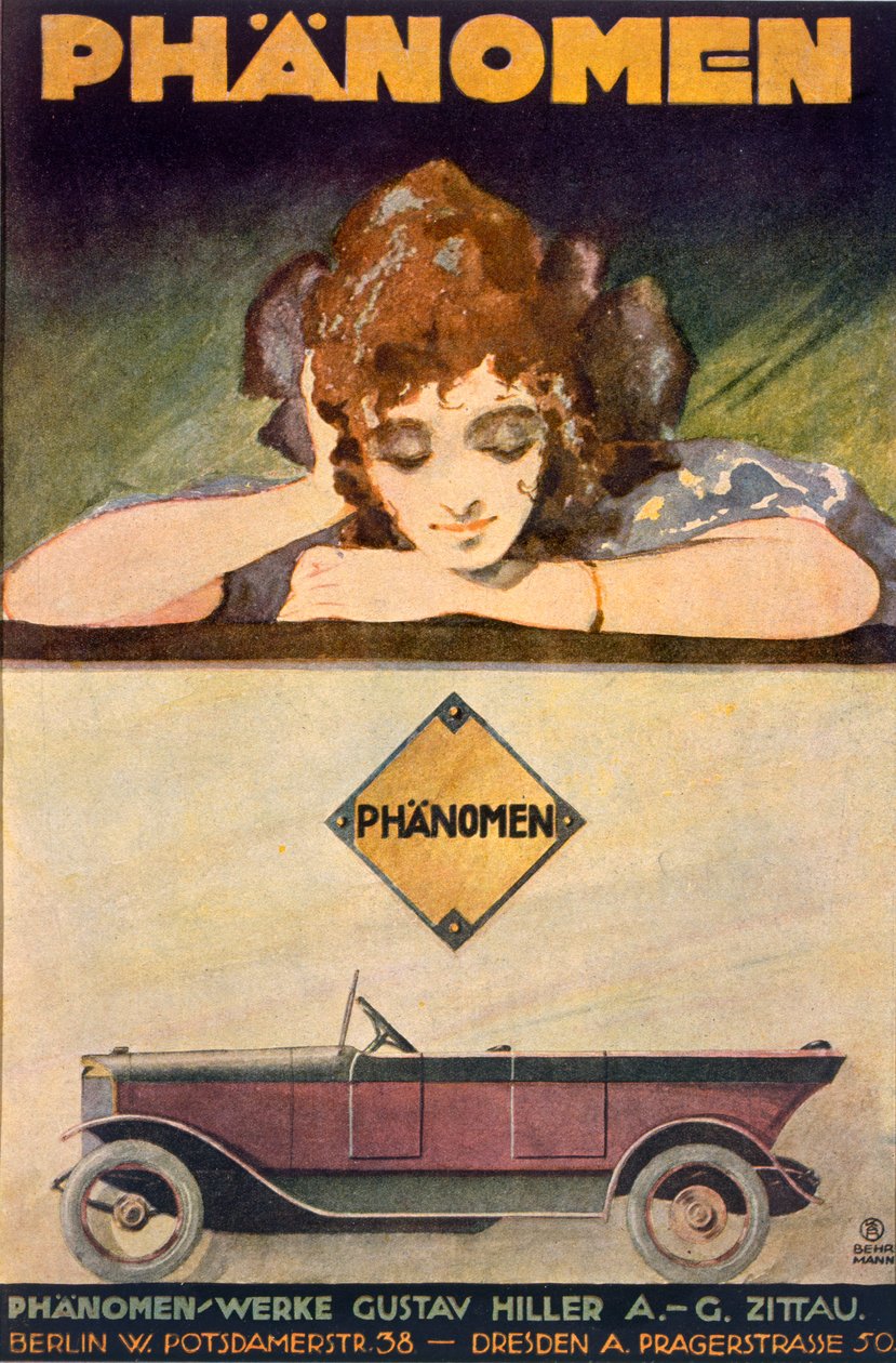 Advertisement for the Phanomen Car, 1907-27 by Behrmann