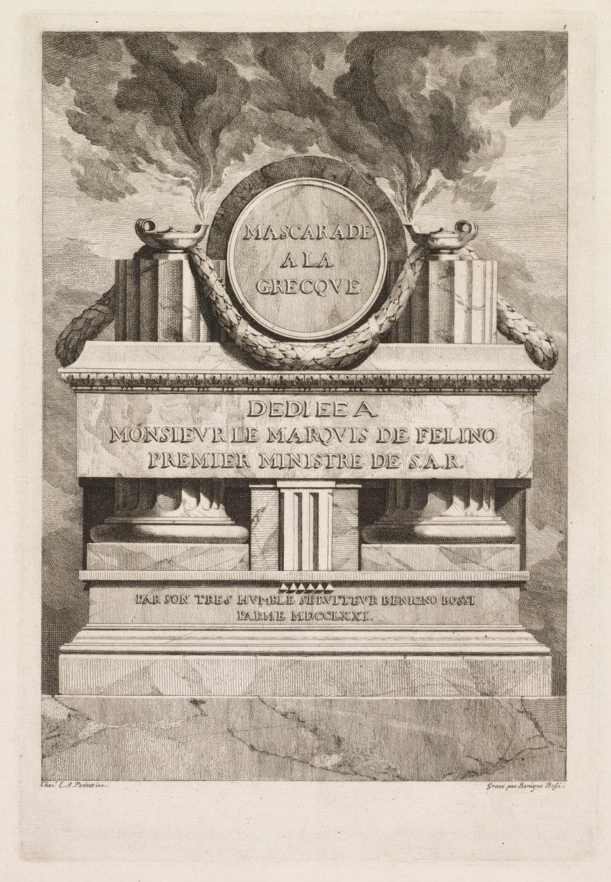 Masquerade in the Greek Style: Dedication Page by Benigno Bossi