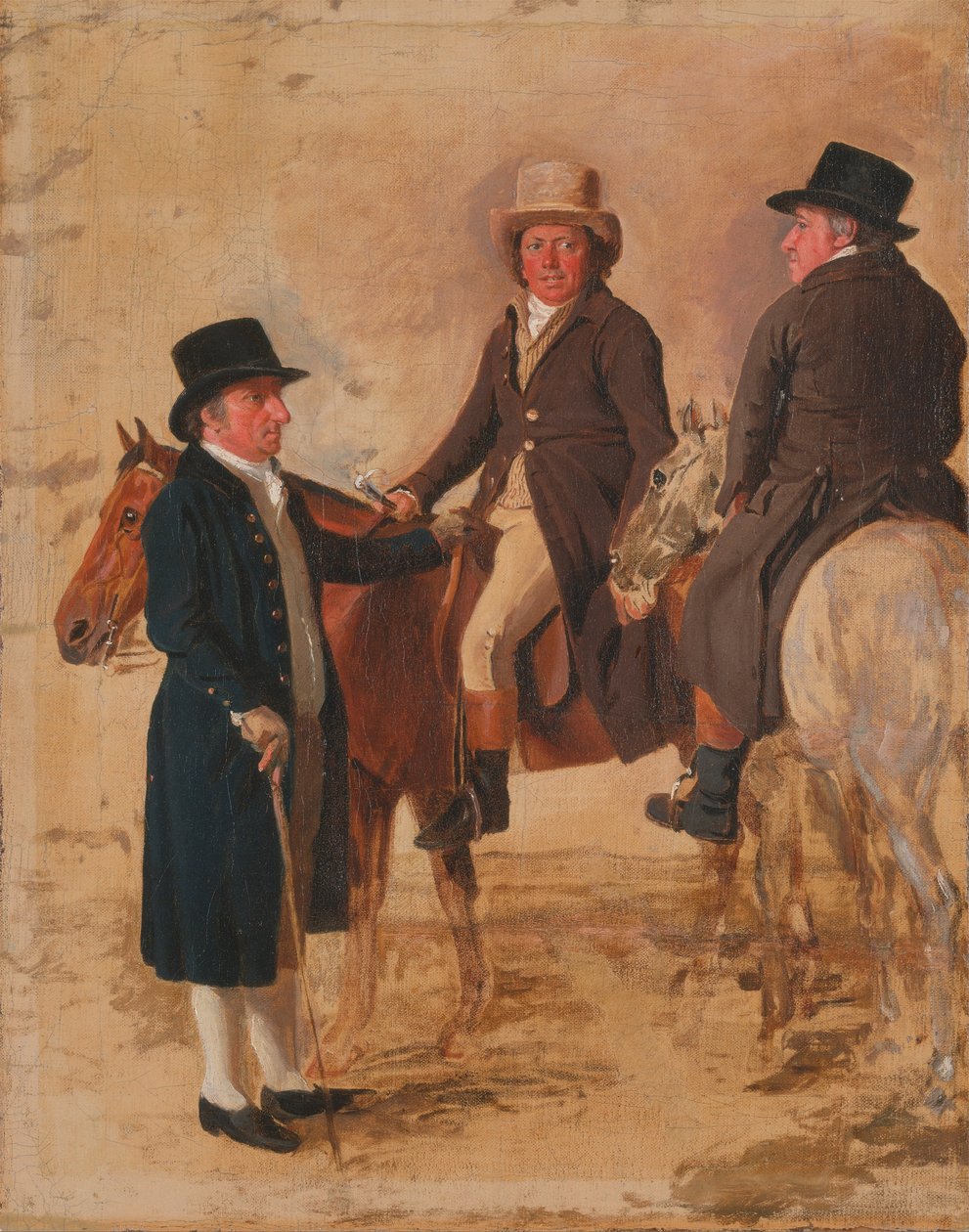John Hilton, Judge of the Course at Newmarket; John Fuller, Clerk of the Course; and John Stevens by Benjamin Marshall